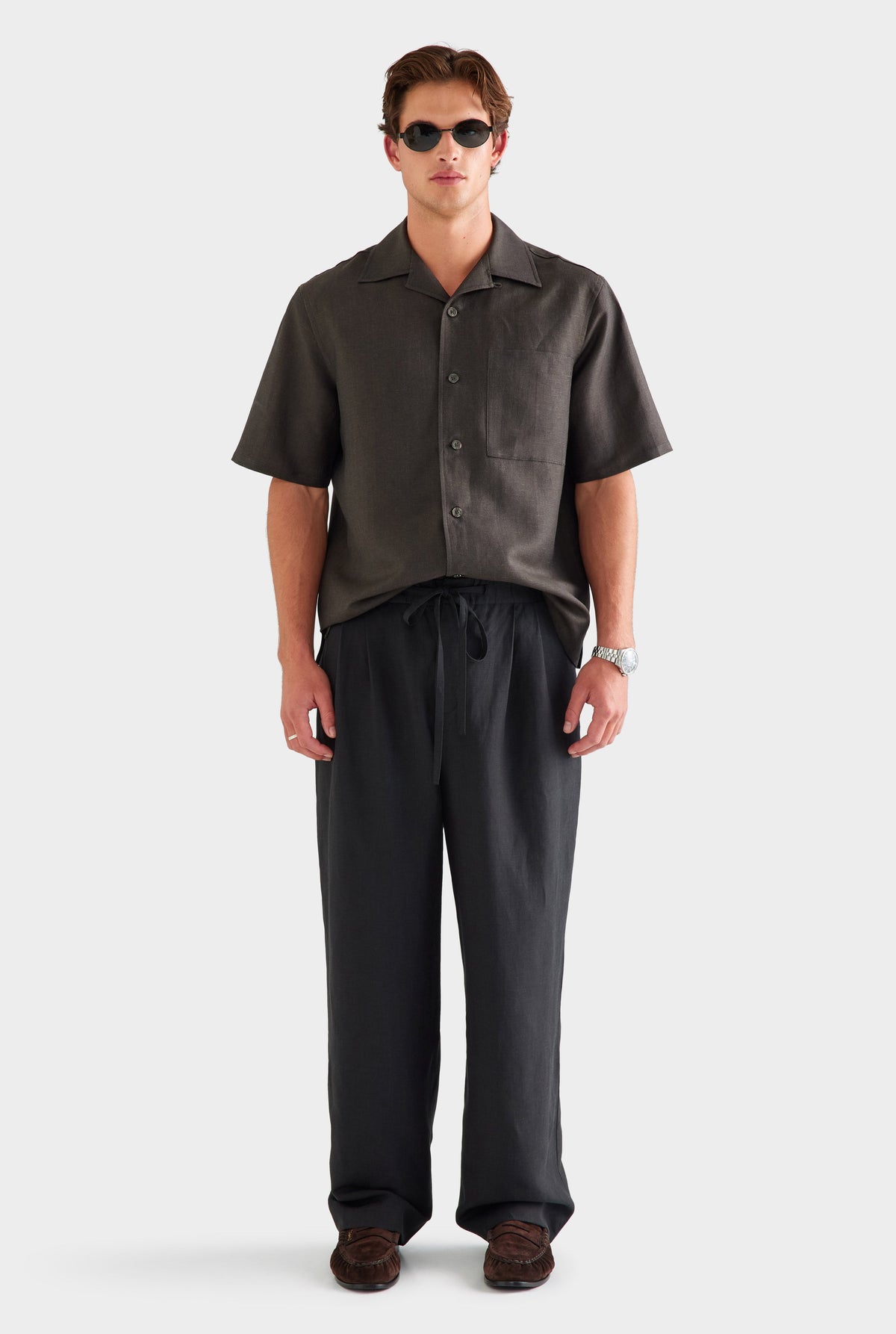 Wool Linen Relaxed Pant - Black [[AU_MEDIA:gid://shopify/MediaImage/27955575914583]]