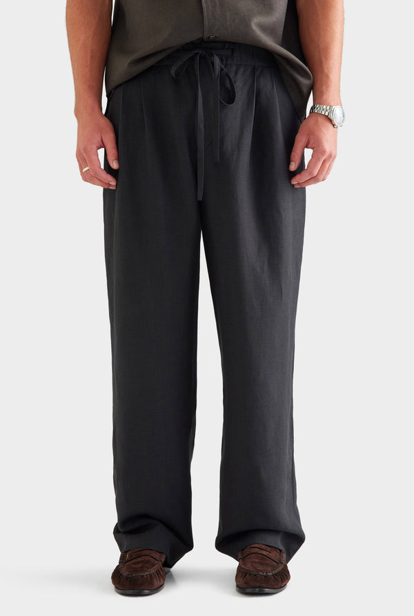 Wool Linen Relaxed Pant - Black [[AU_MEDIA:gid://shopify/MediaImage/27955575947351]]