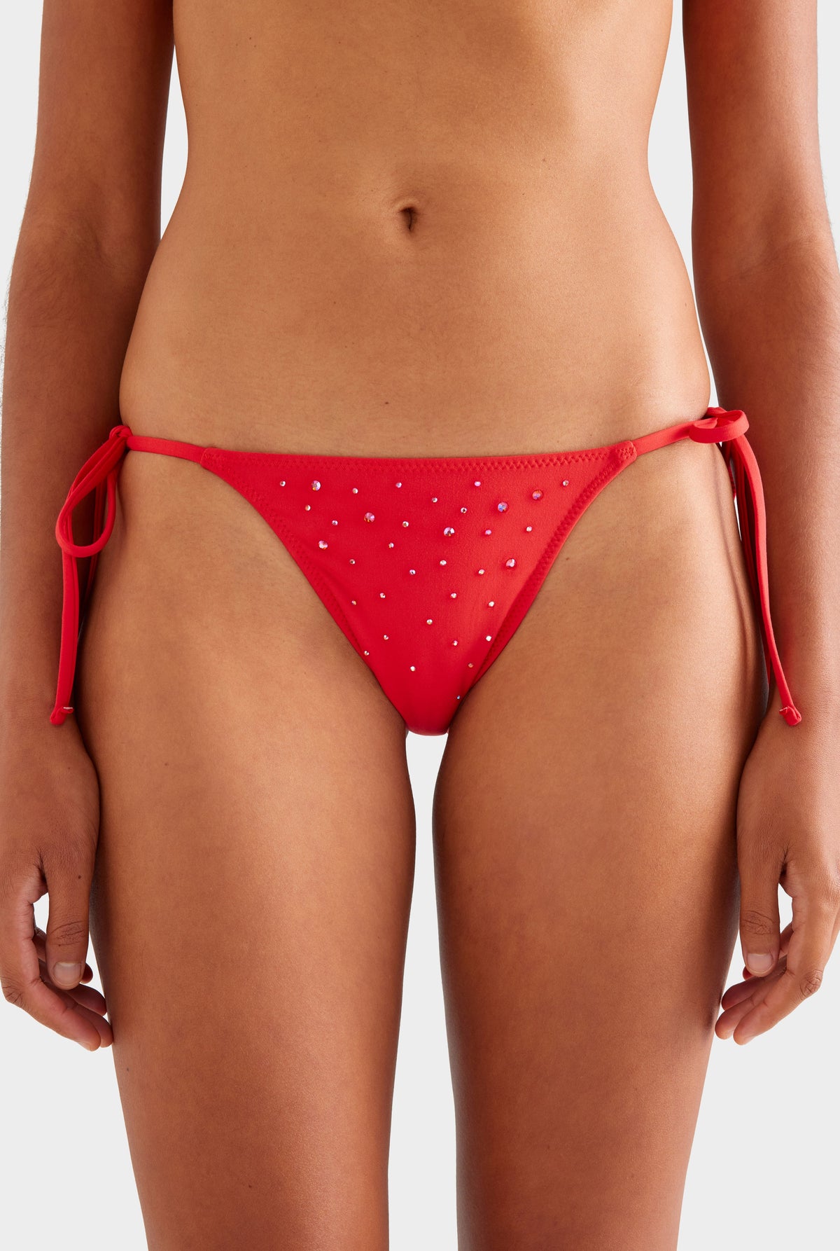 Tie Side Bikini Brief - Red/Hotfix Crystals [[AU_MEDIA:gid://shopify/MediaImage/27756914311255]]