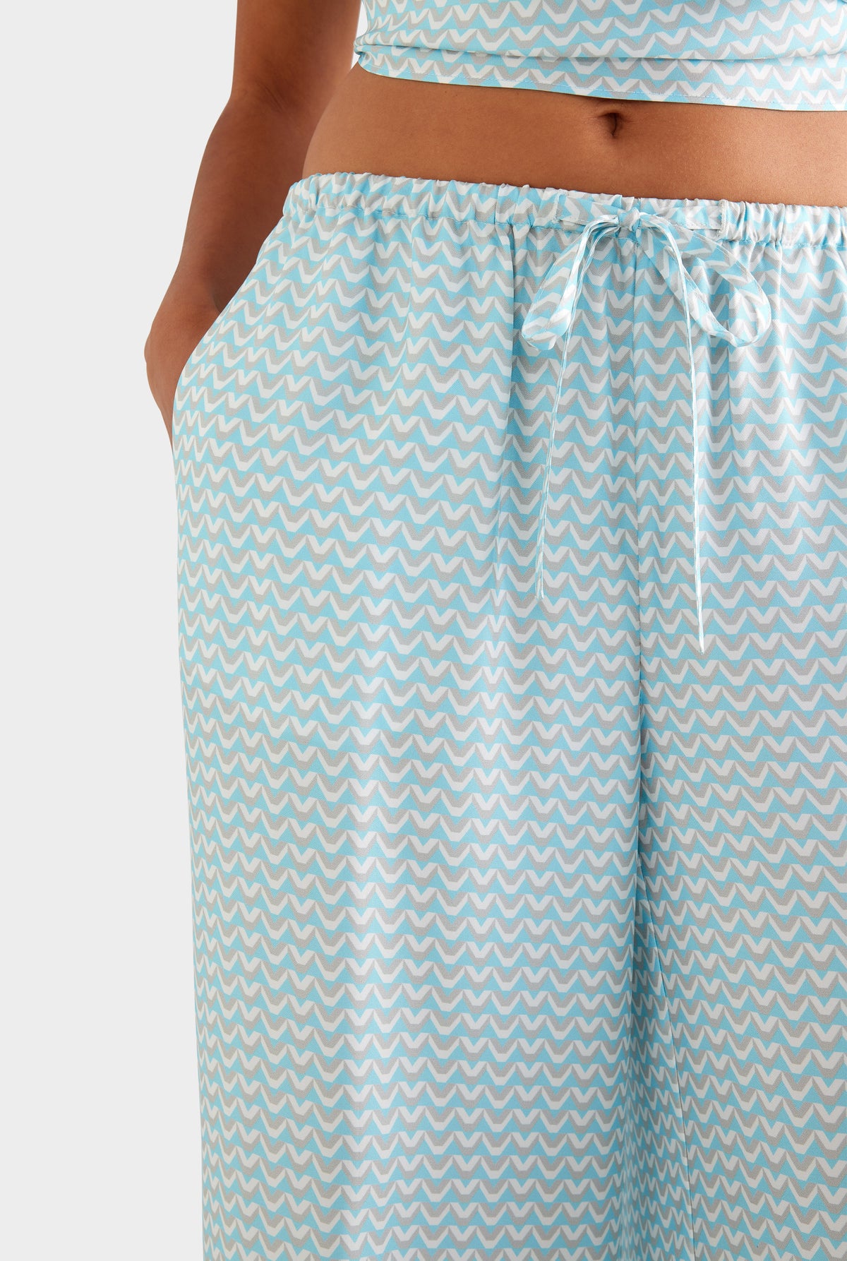 Relaxed Silk Drawstring Pant - Ice Blue/Silver V Monogram [[AU_MEDIA:gid://shopify/MediaImage/27756981256279]]