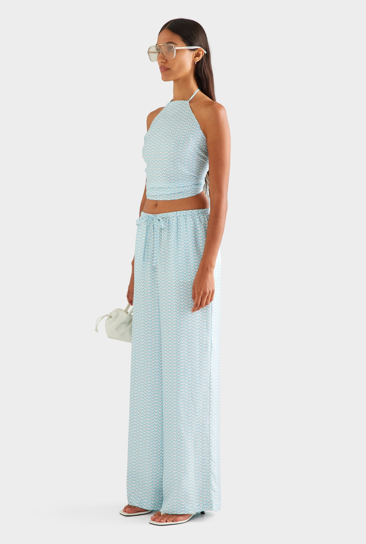 Relaxed Silk Drawstring Pant - Ice Blue/Silver V Monogram [[AU_MEDIA:gid://shopify/MediaImage/27756979978327]]