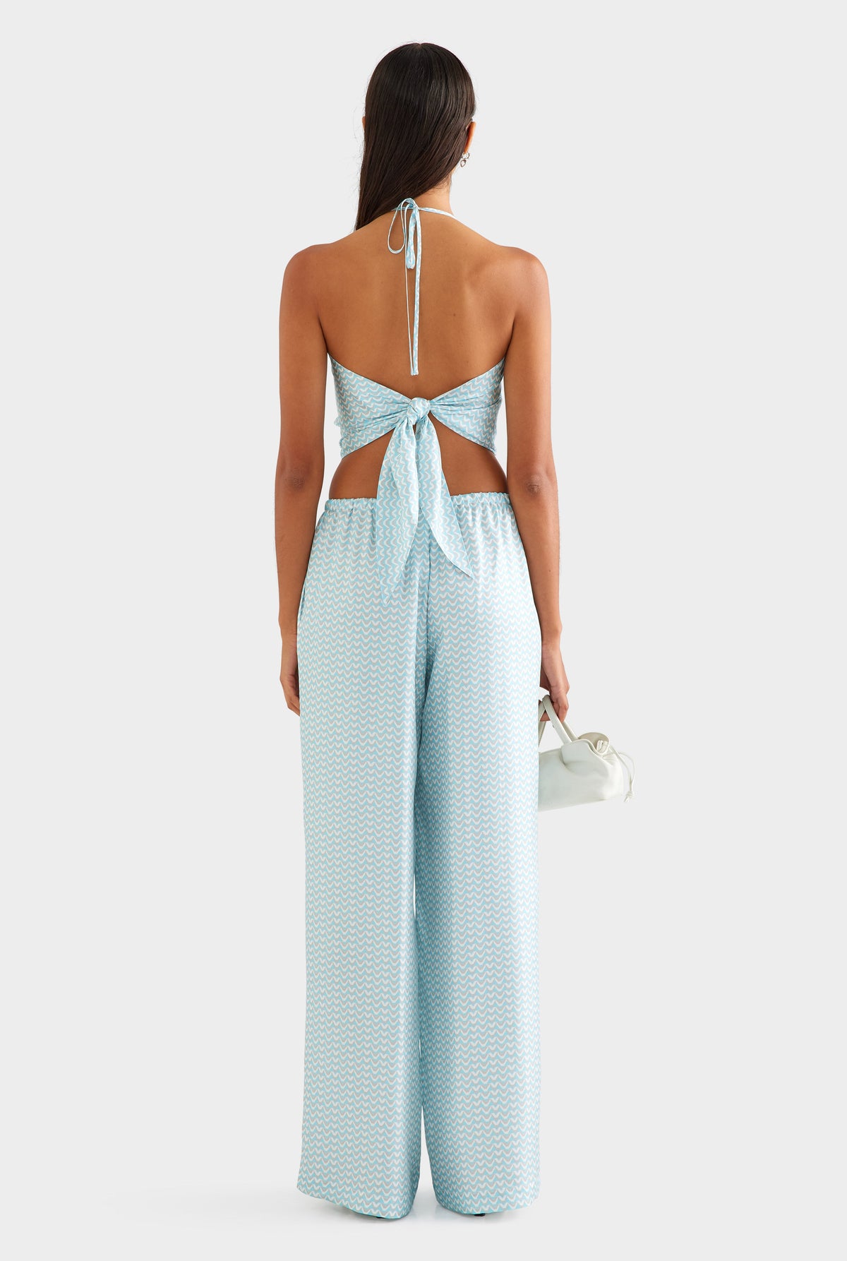 Silk Scarf Halter Top - Ice Blue/Silver V Monogram [[AU_MEDIA:gid://shopify/MediaImage/27756982861911]]