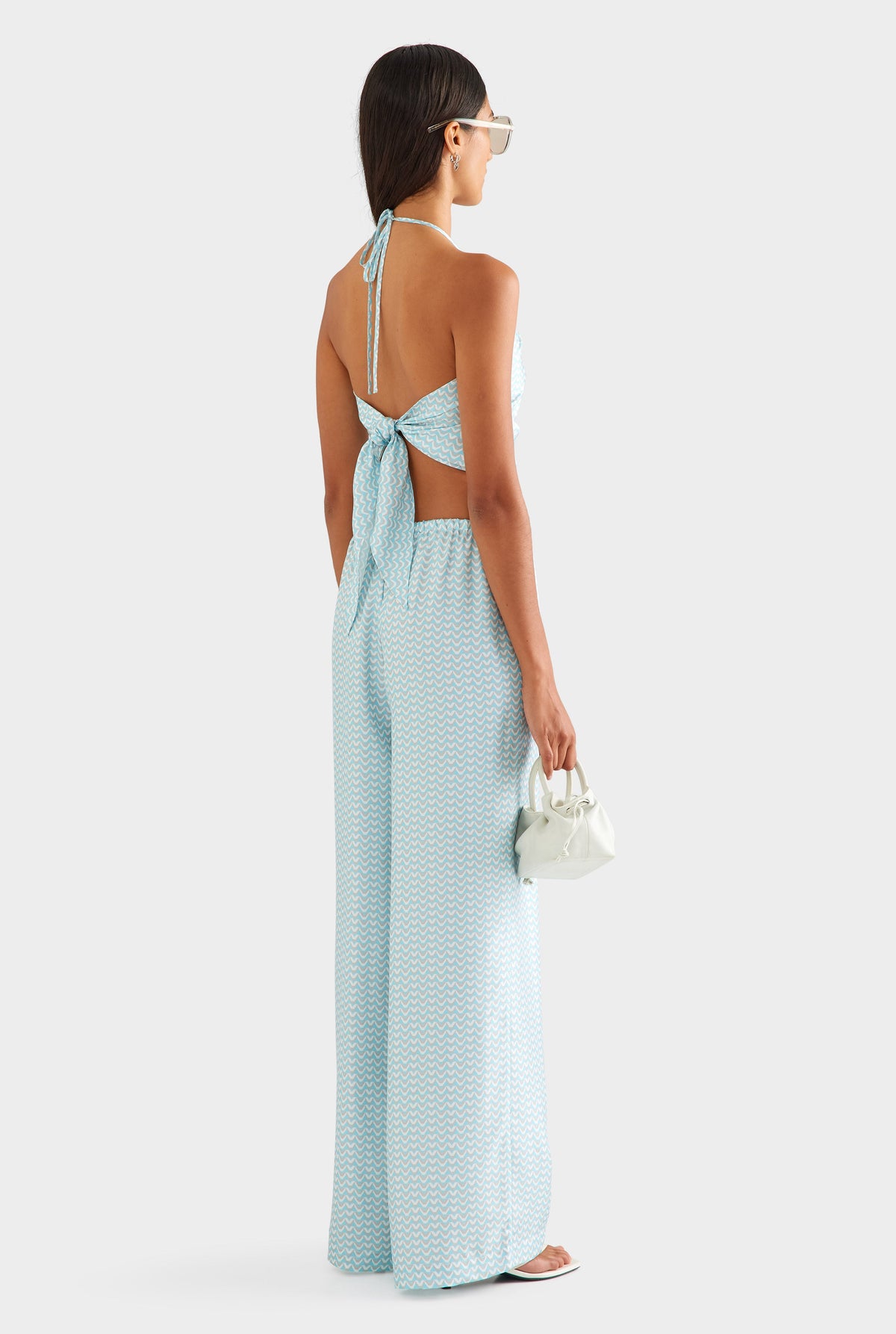 Relaxed Silk Drawstring Pant - Ice Blue/Silver V Monogram [[AU_MEDIA:gid://shopify/MediaImage/27756982173783]]