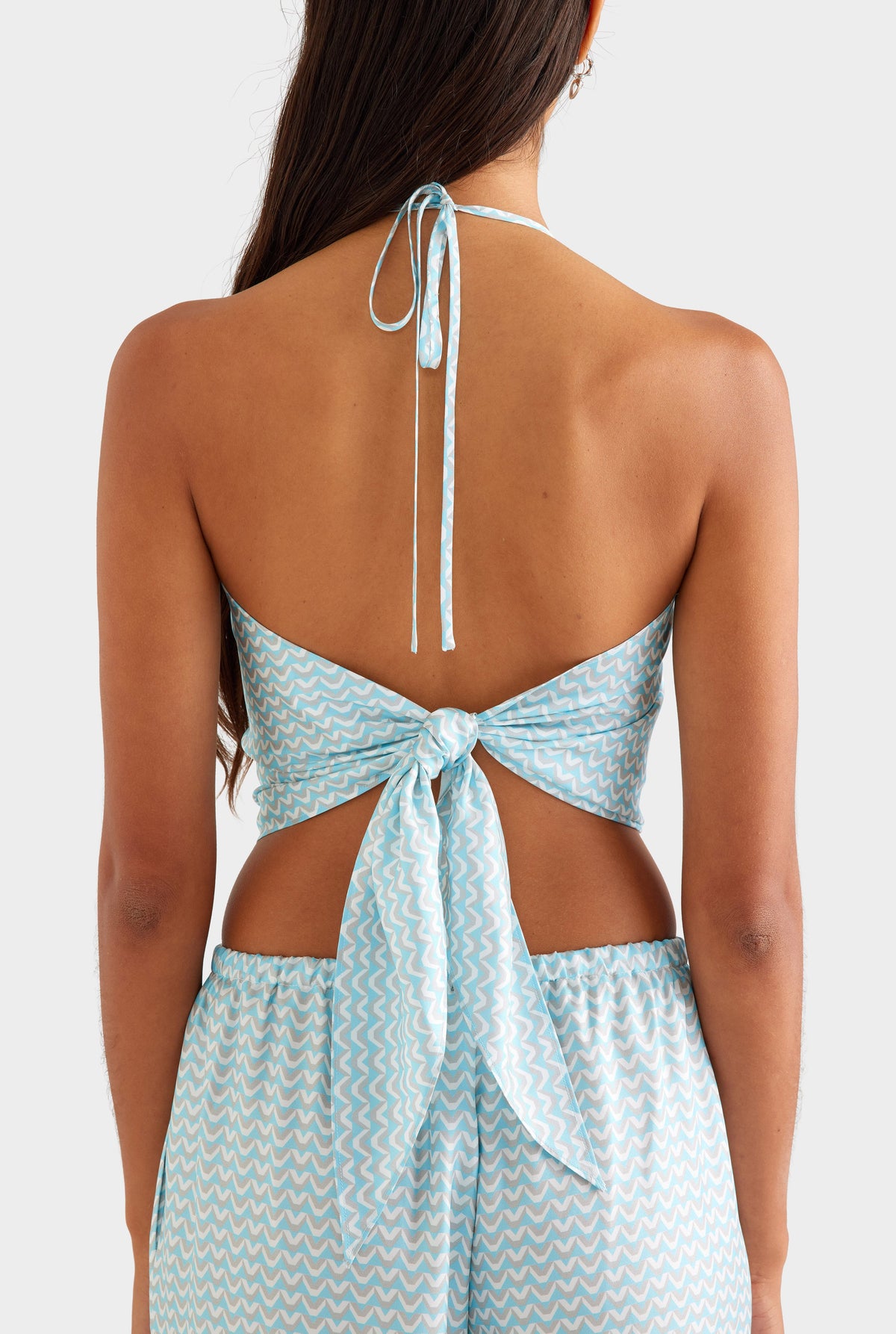 Silk Scarf Halter Top - Ice Blue/Silver V Monogram [[AU_MEDIA:gid://shopify/MediaImage/27756983713879]]