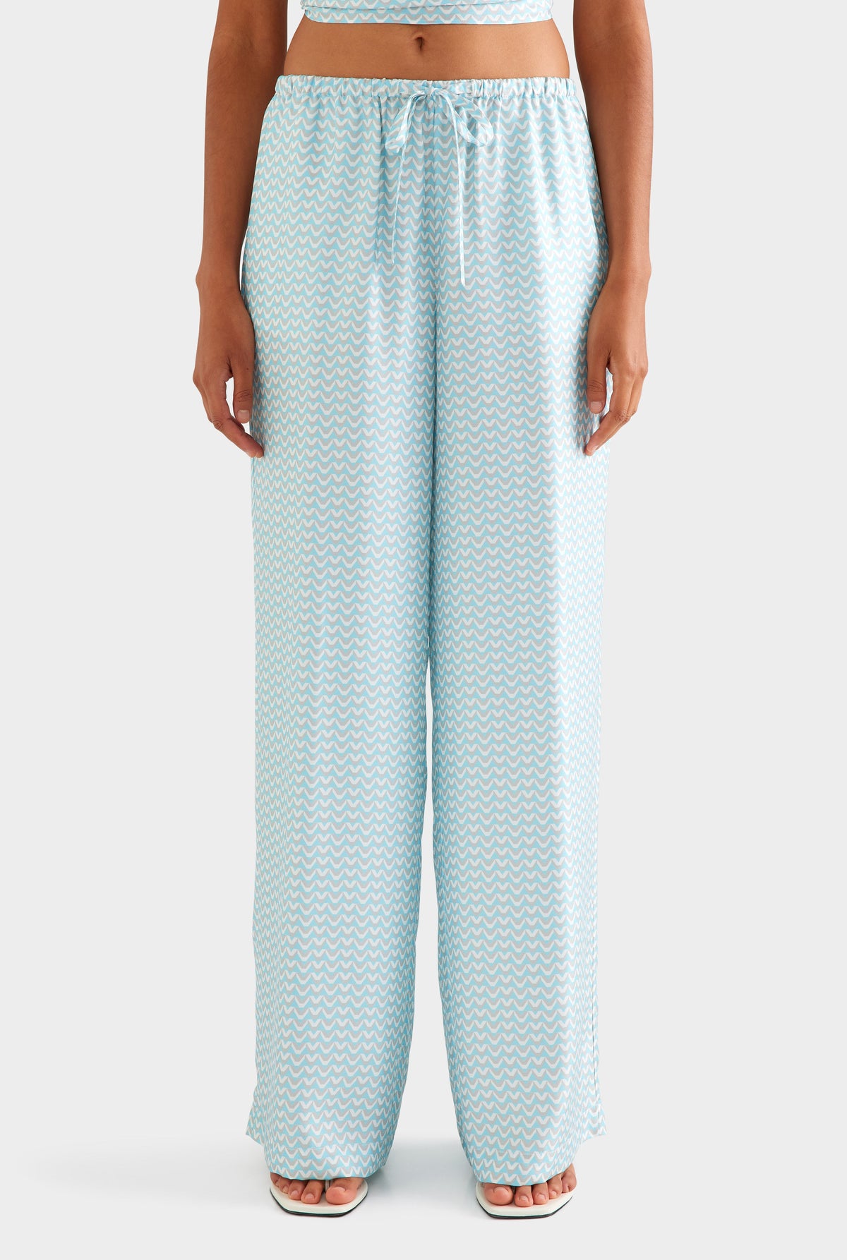 Relaxed Silk Drawstring Pant - Ice Blue/Silver V Monogram [[AU_MEDIA:gid://shopify/MediaImage/27756981125207]]