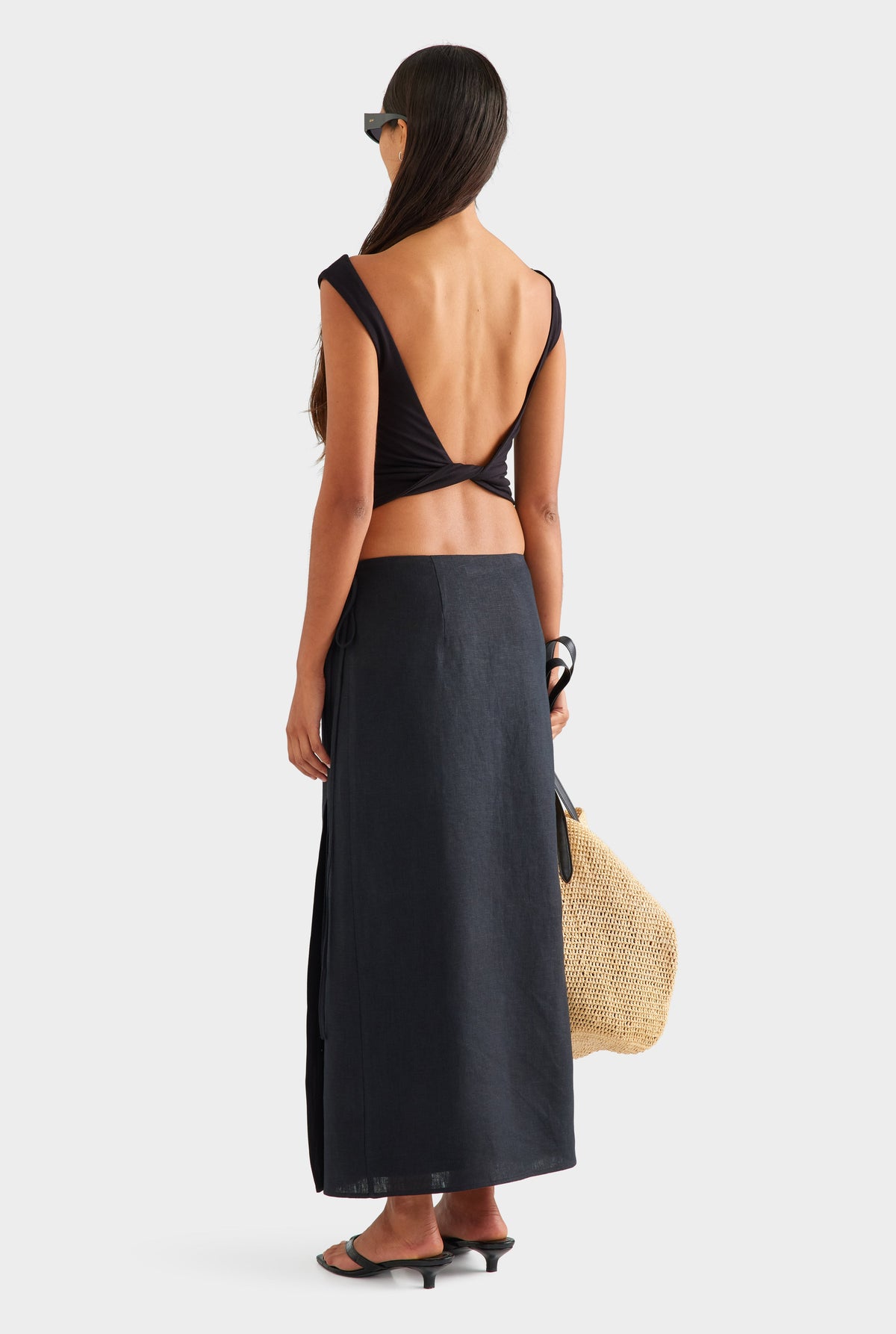 Linen Wrap Maxi Skirt - Black [[AU_MEDIA:gid://shopify/MediaImage/27756952092759]]