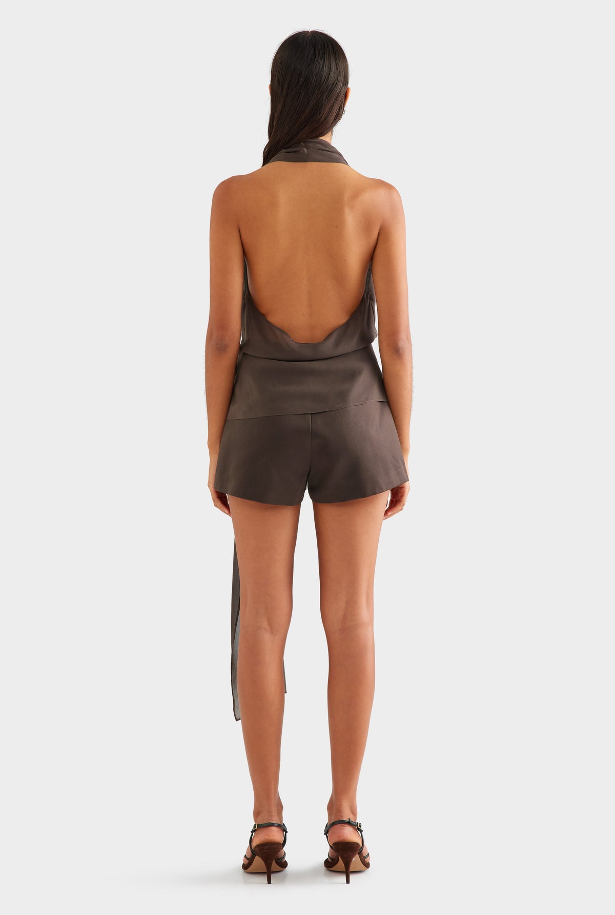 Silk Belted Draped Top - Cacao [[AU_MEDIA:gid://shopify/MediaImage/27759691694167]]