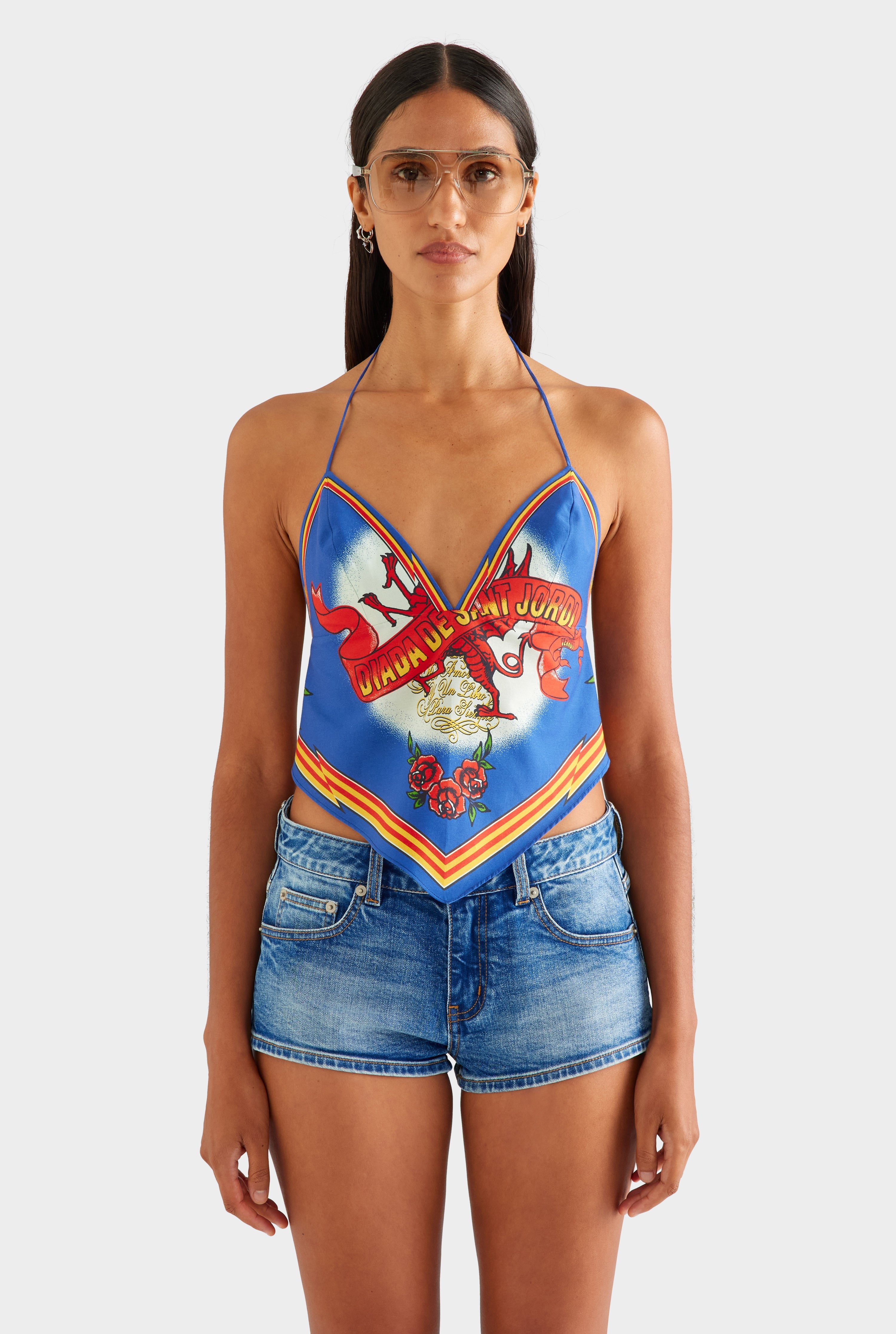 Cotton Halter Scarf Top - Diada de Sant Jordi [[AU_MEDIA:gid://shopify/MediaImage/27756856672343]]