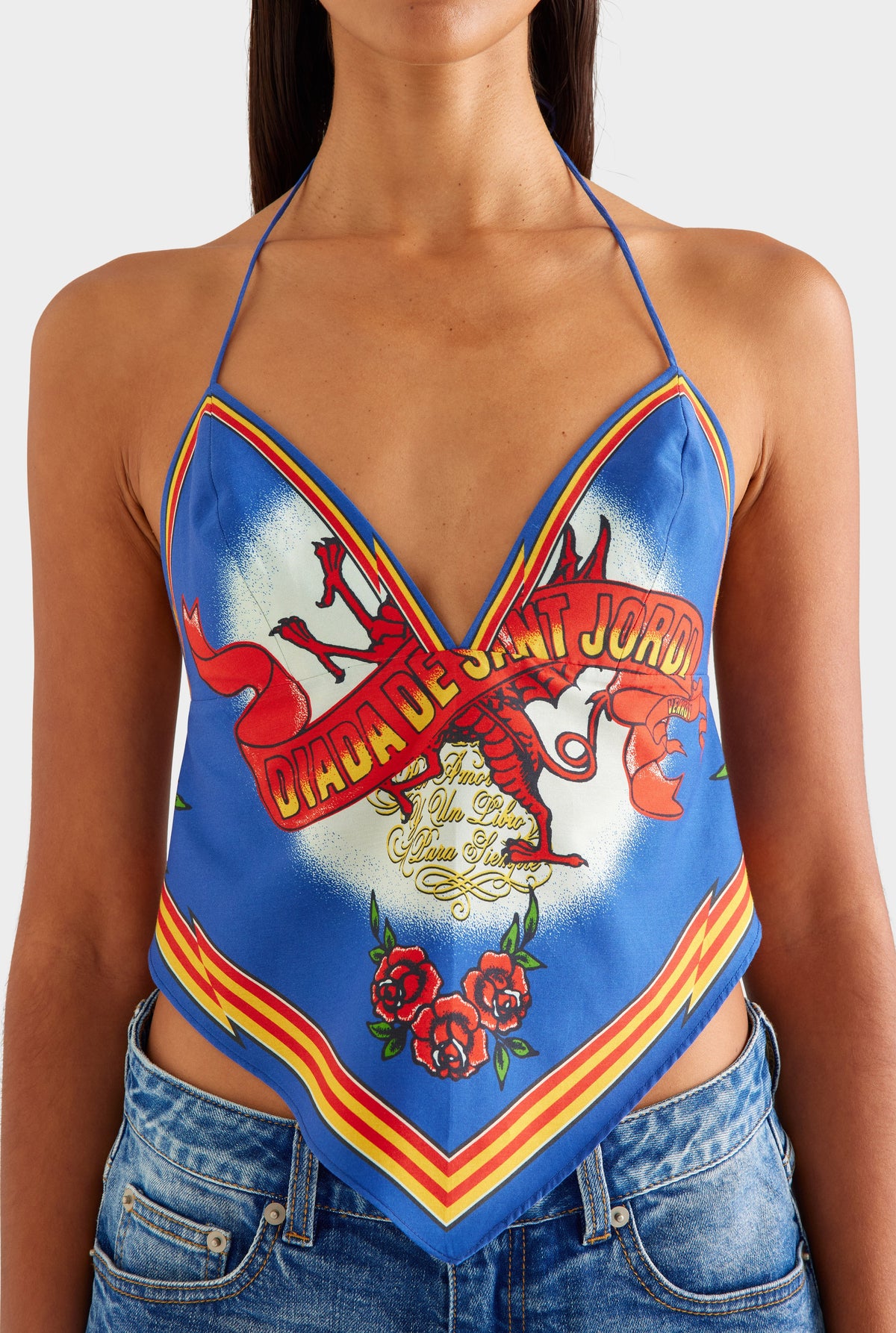 Cotton Halter Scarf Top - Diada de Sant Jordi [[AU_MEDIA:gid://shopify/MediaImage/27756856901719]]