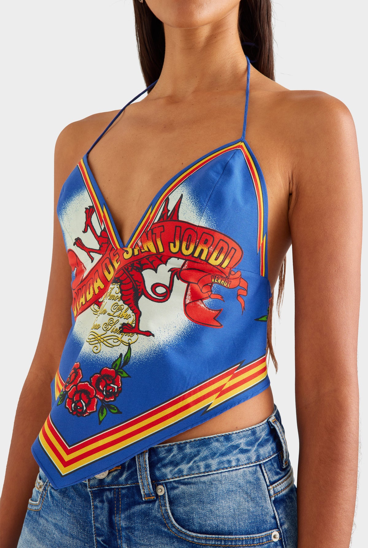 Cotton Halter Scarf Top - Diada de Sant Jordi [[AU_MEDIA:gid://shopify/MediaImage/27756857032791]]