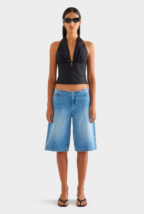 Low Rise Denim Bermuda - Mid Indigo [[AU_MEDIA:gid://shopify/MediaImage/27756968902743]]
