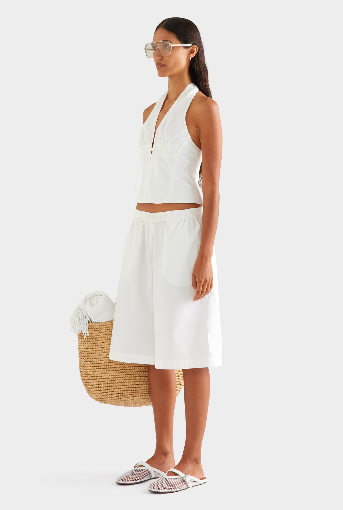 Fitted Cotton Halter - White [[AU_MEDIA:gid://shopify/MediaImage/27756860047447]]