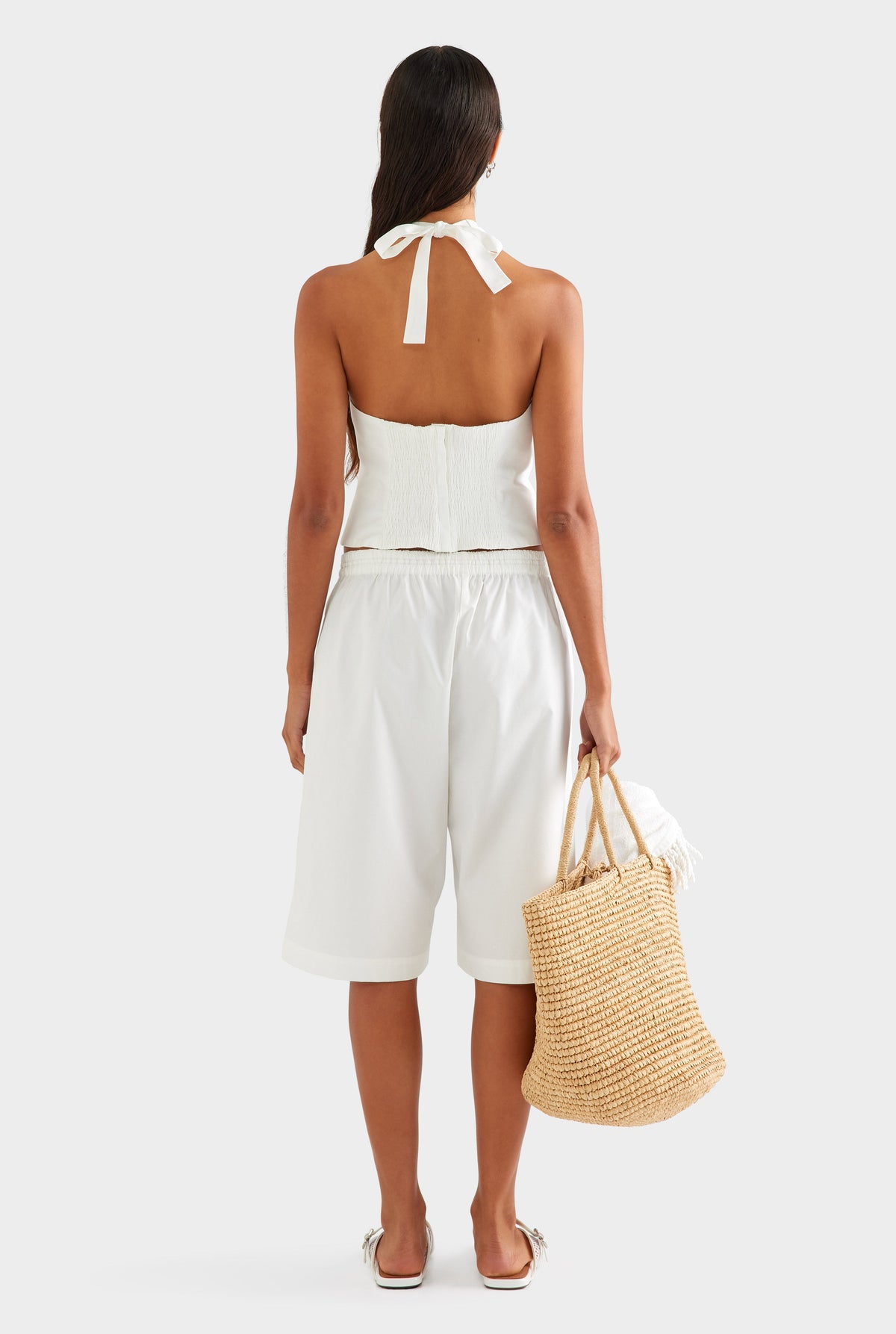 Fitted Cotton Halter - White [[AU_MEDIA:gid://shopify/MediaImage/27756860768343]]