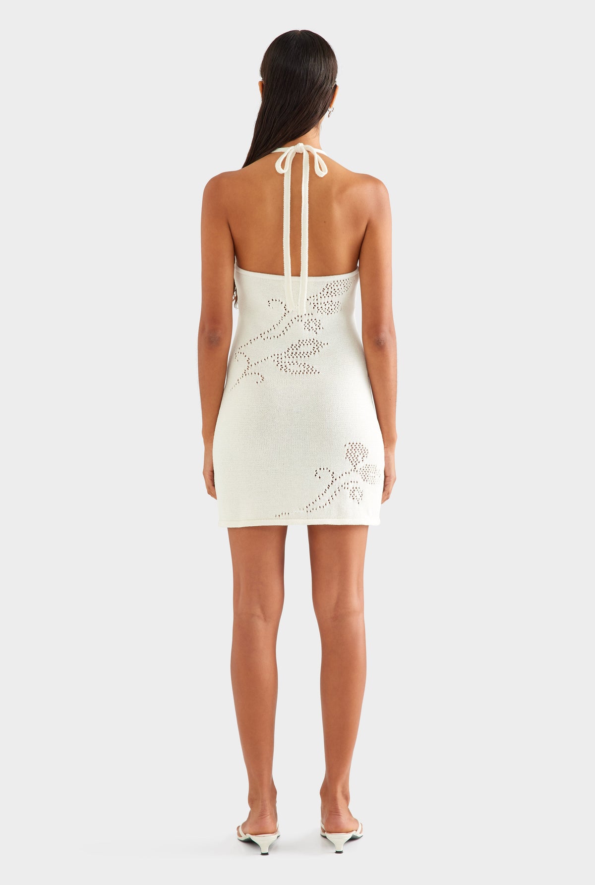 Floral Pointelle Cotton Knit Mini Dress - Off White [[AU_MEDIA:gid://shopify/MediaImage/27756868075607]]