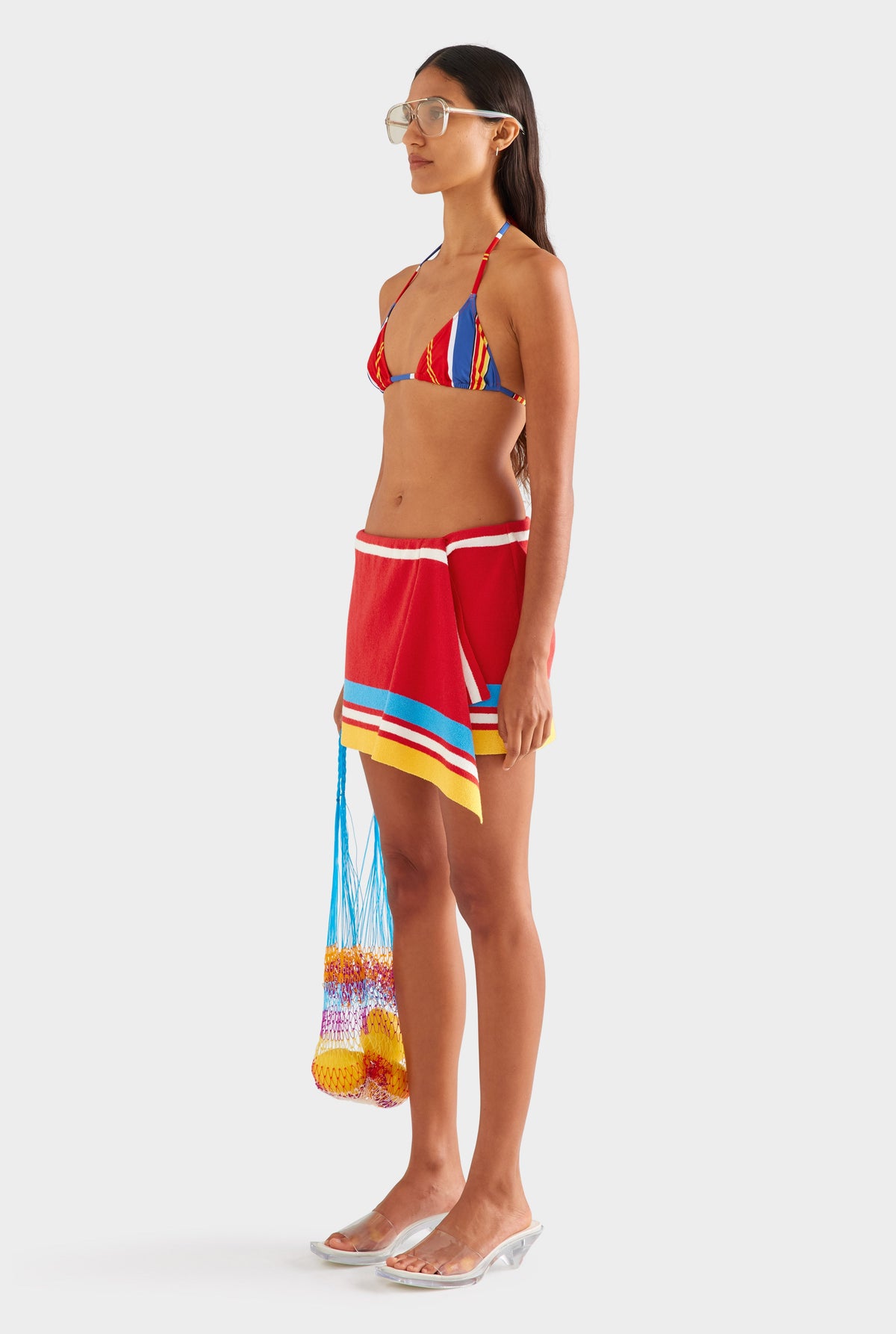 Terry Knit Mini Sarong Skirt - Catalan Red/Cobalt Stripe [[AU_MEDIA:gid://shopify/MediaImage/27756868862039]]