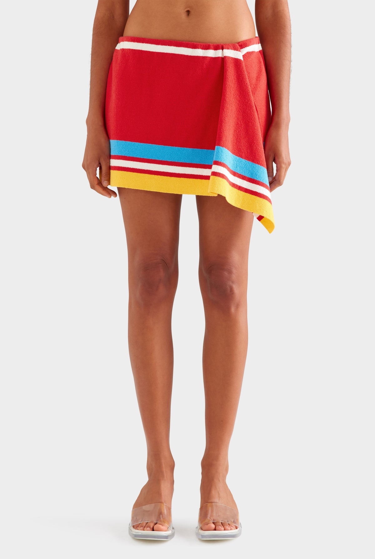 Terry Knit Mini Sarong Skirt - Catalan Red/Cobalt Stripe [[AU_MEDIA:gid://shopify/MediaImage/27756869615703]]