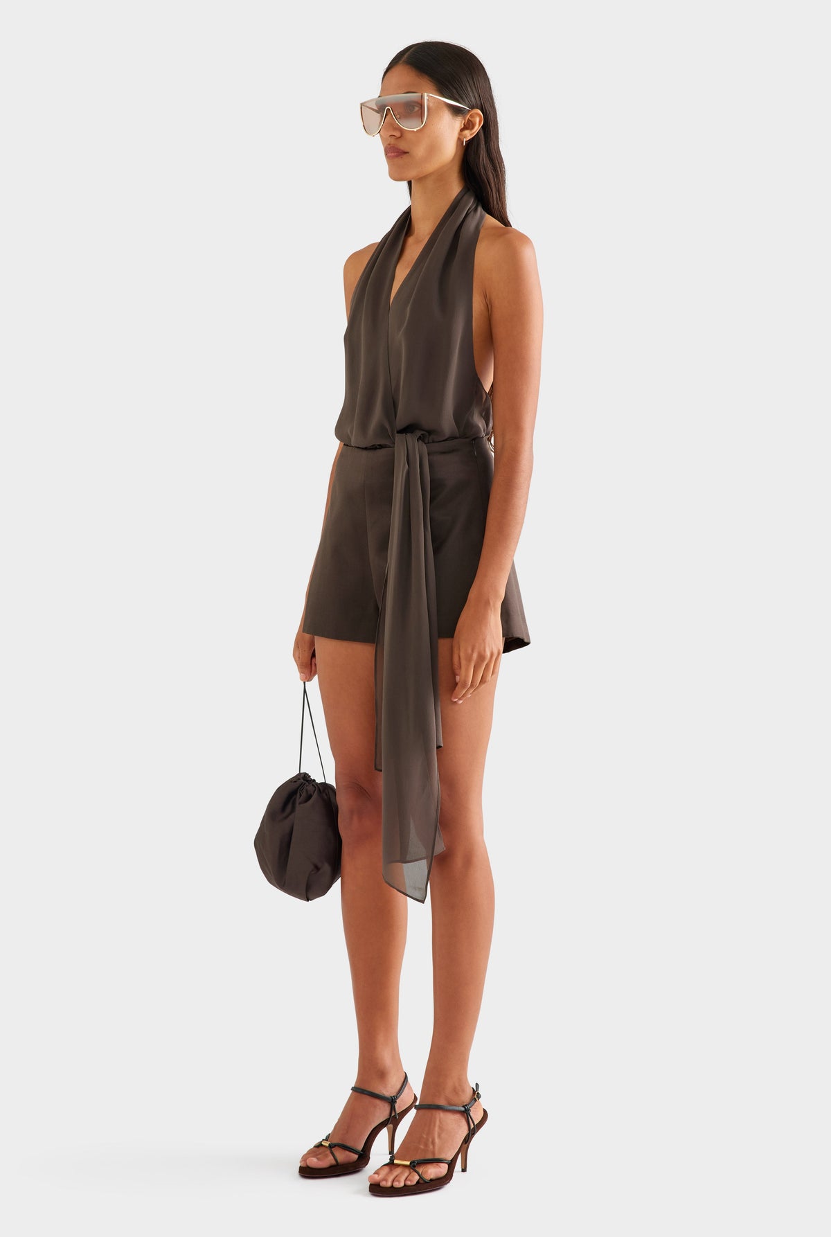 Silk Cotton High Waisted Short - Cacao [[AU_MEDIA:gid://shopify/MediaImage/27756871909463]]