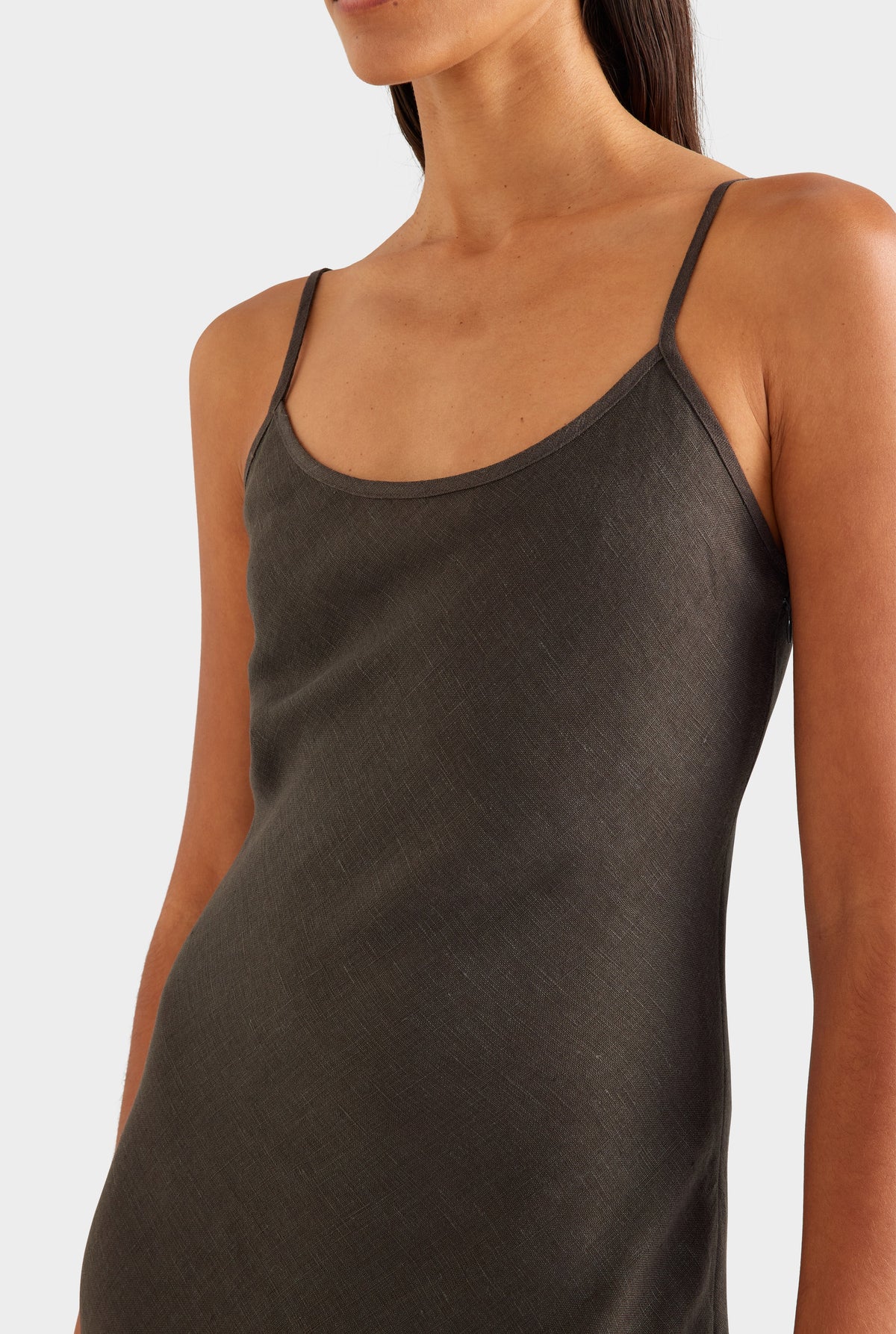 Linen Slip Dress - Cacao [[AU_MEDIA:gid://shopify/MediaImage/27756879708247]]