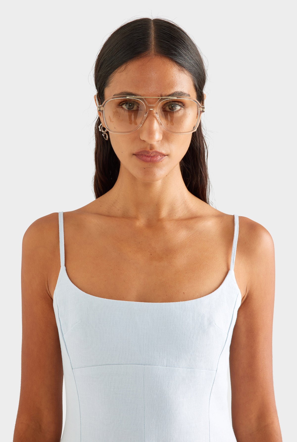 Linen Panelled Mini Dress - Ice Blue [[AU_MEDIA:gid://shopify/MediaImage/27756886163543]]
