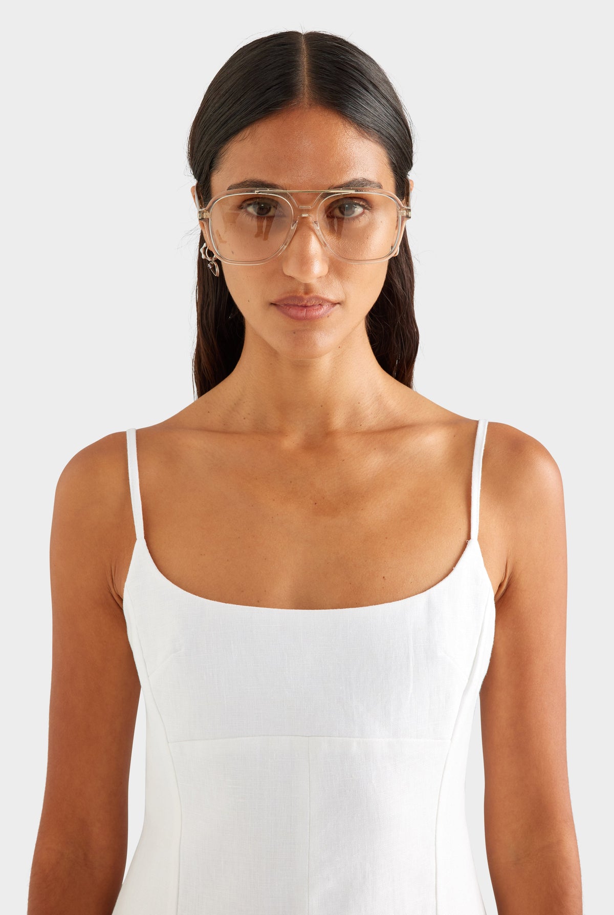Linen Panelled Mini Dress - White [[AU_MEDIA:gid://shopify/MediaImage/27756890095703]]