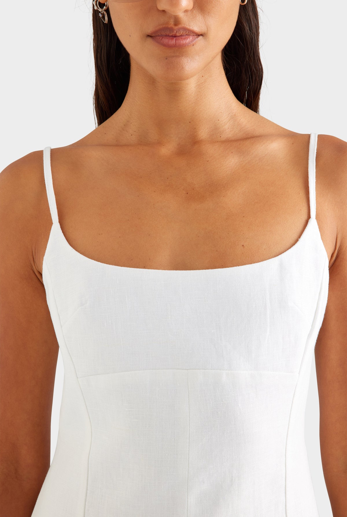 Linen Panelled Mini Dress - White [[AU_MEDIA:gid://shopify/MediaImage/27756890423383]]