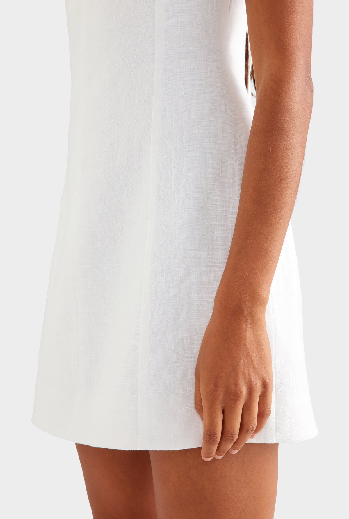 Linen Panelled Mini Dress - White [[AU_MEDIA:gid://shopify/MediaImage/27756890718295]]