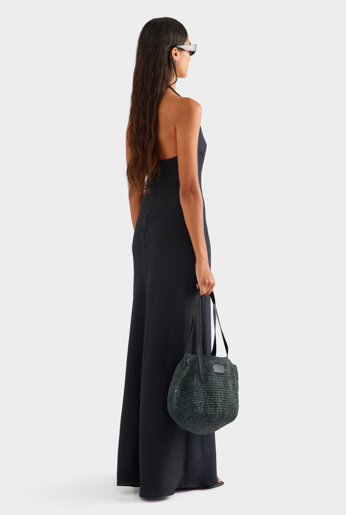 Bias Halter Linen Maxi Dress - Black [[AU_MEDIA:gid://shopify/MediaImage/27756892258391]]