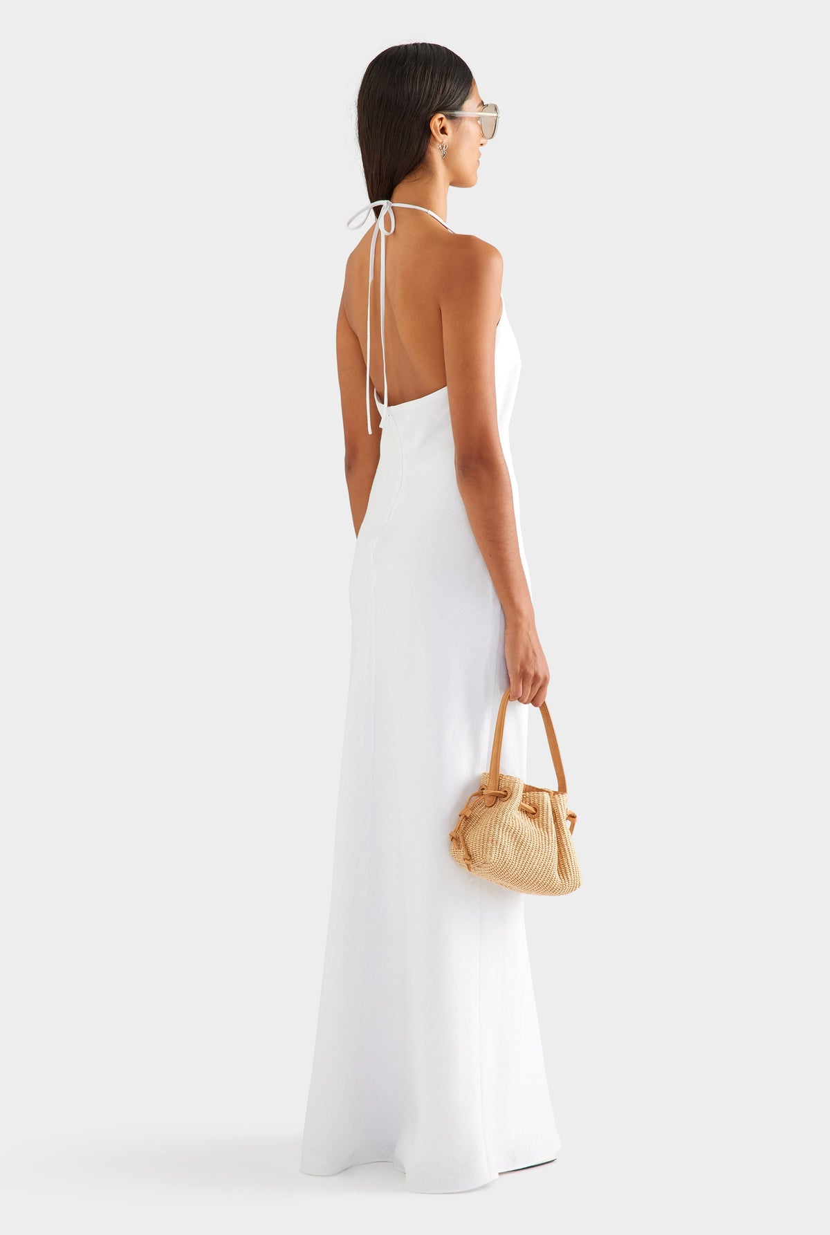 Bias Halter Linen Maxi Dress - White [[AU_MEDIA:gid://shopify/MediaImage/27756896616535]]