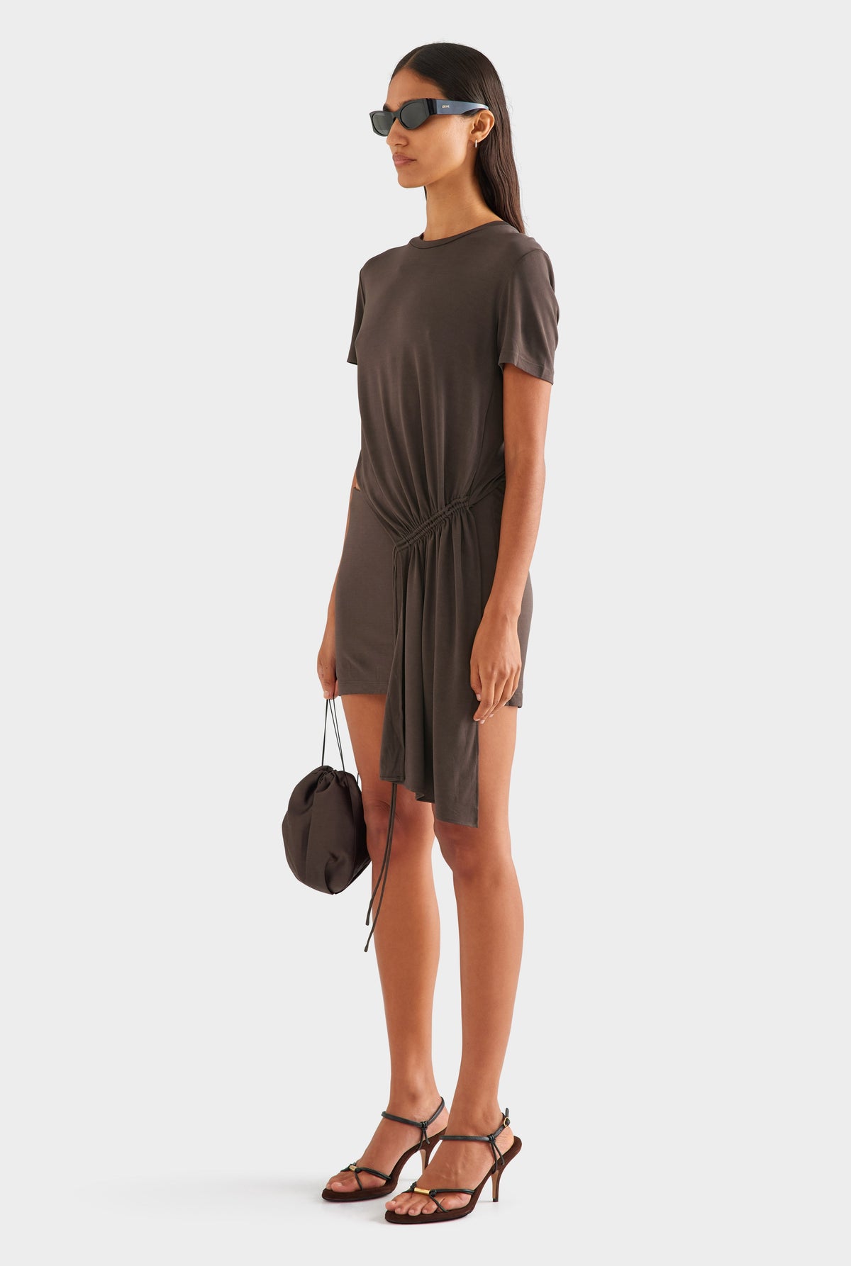 Drawstring Sash Mini Dress - Cacao [[AU_MEDIA:gid://shopify/MediaImage/27756900286551]]