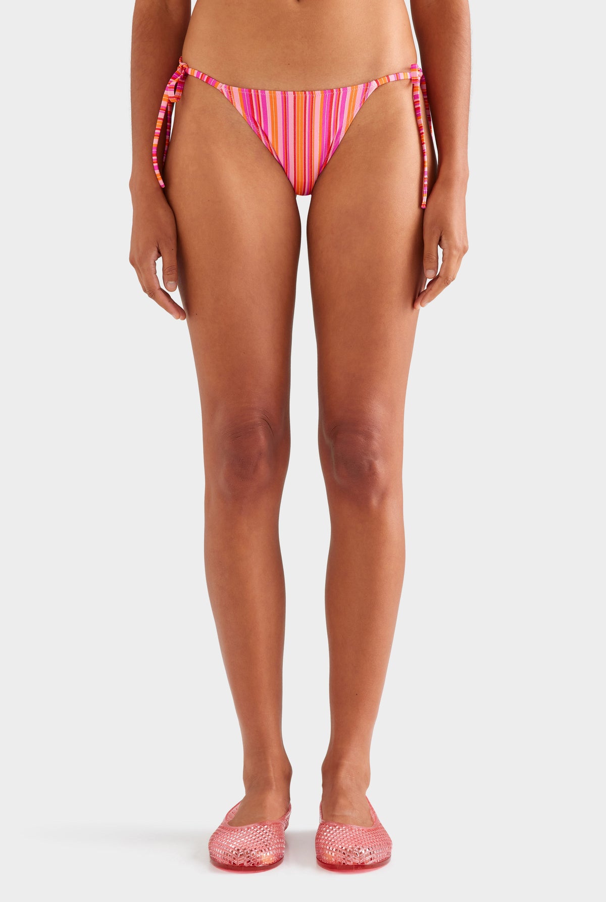 Stripe Tie Side Bikini Brief - Pink/Orange Stripe [[AU_MEDIA:gid://shopify/MediaImage/27957115617367]]