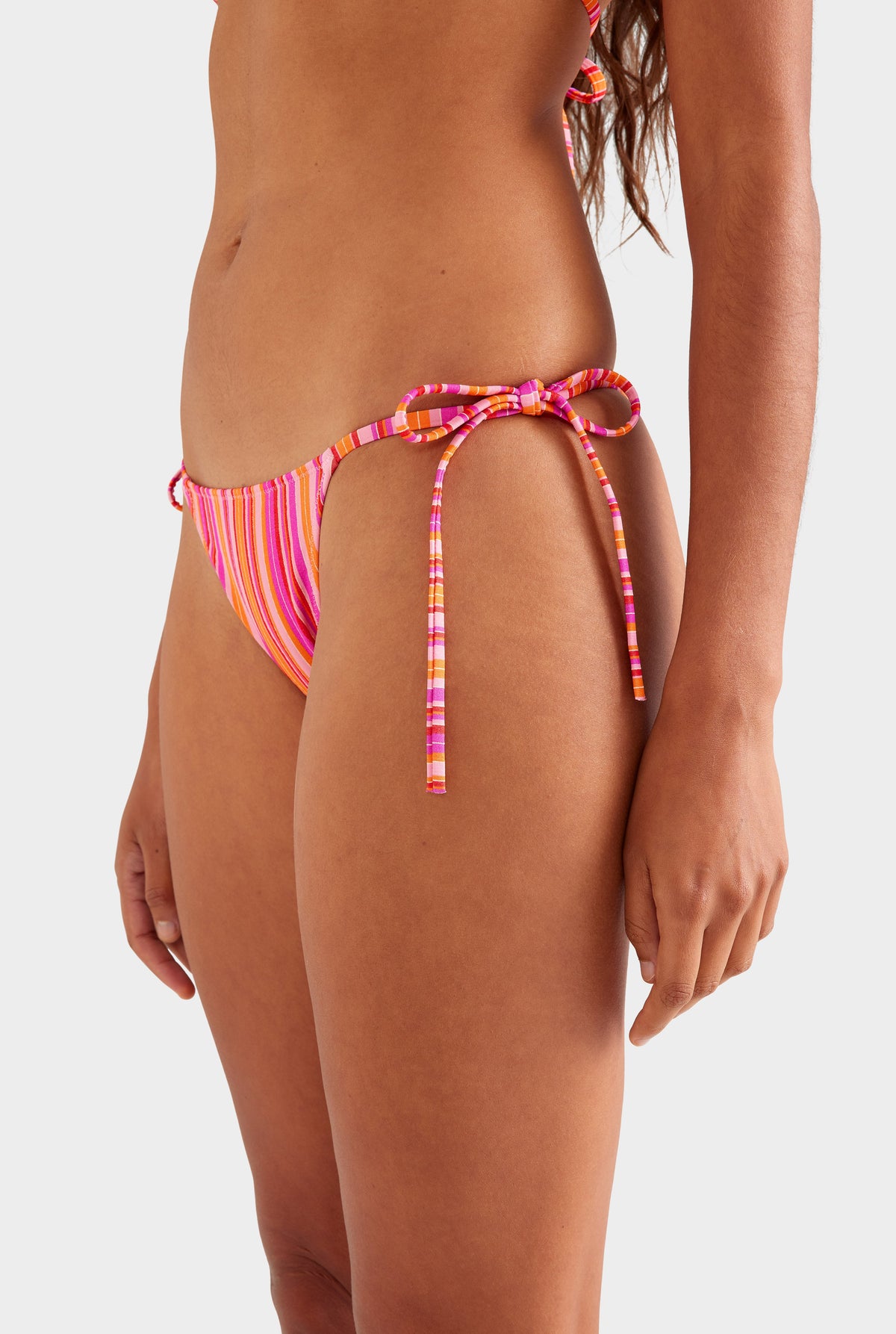 Stripe Tie Side Bikini Brief - Pink/Orange Stripe [[AU_MEDIA:gid://shopify/MediaImage/27957116371031]]