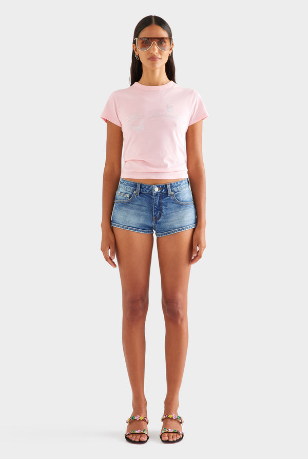 Low Rise Denim Mini Short - Vintage Mid Indigo [[AU_MEDIA:gid://shopify/MediaImage/27763269304407]]