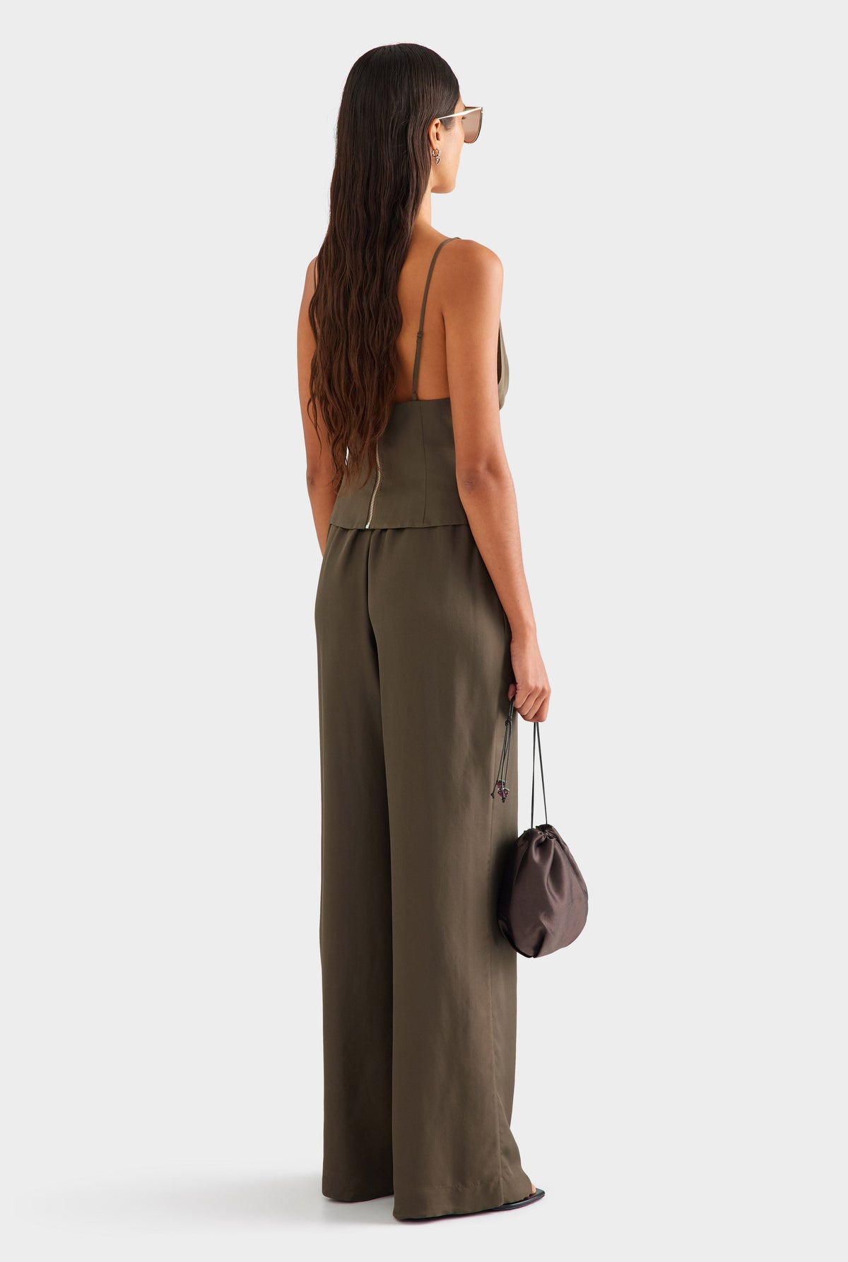Silk Cowl Bustier - Dark Olive [[AU_MEDIA:gid://shopify/MediaImage/27957215297623]]