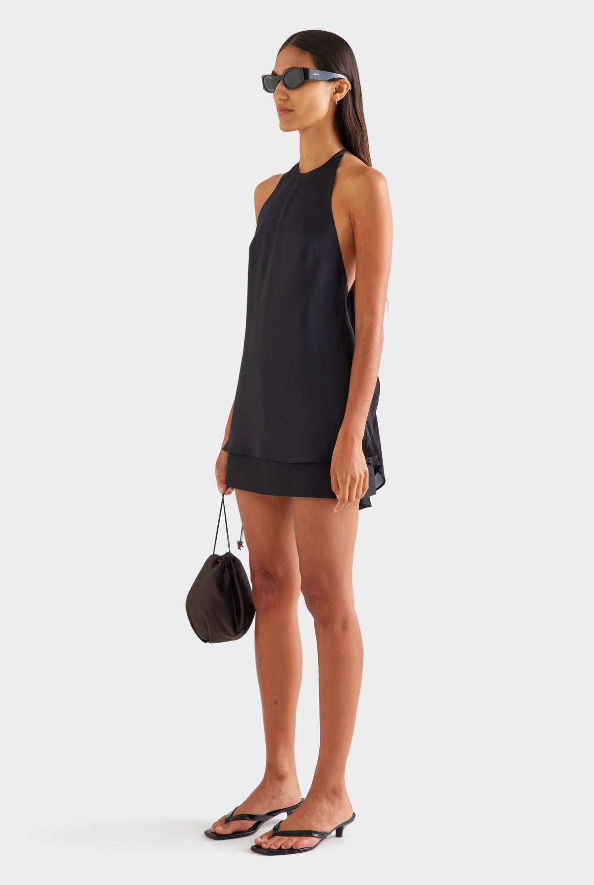 Silk High Neck Draped Top - Black [[AU_MEDIA:gid://shopify/MediaImage/27956720435287]]
