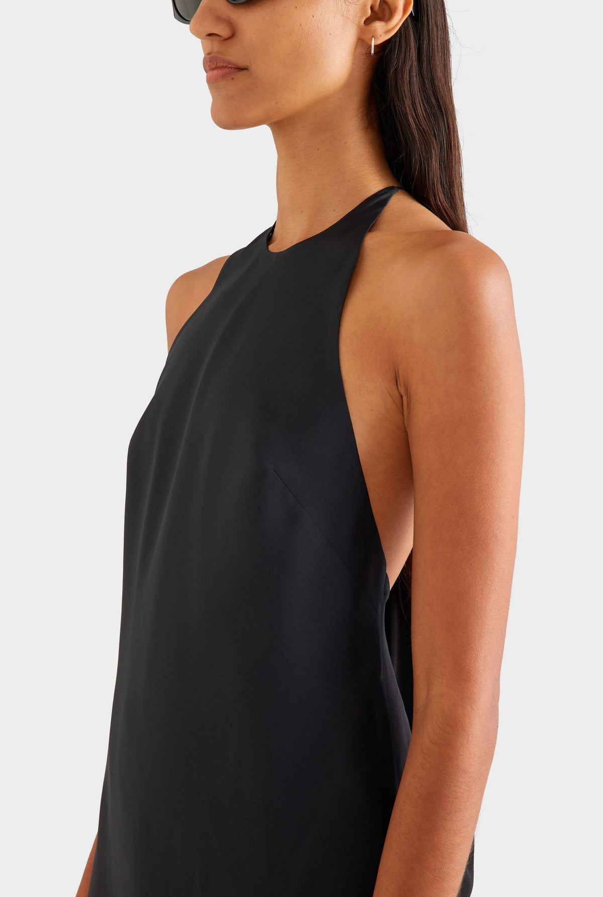 Silk High Neck Draped Top - Black [[AU_MEDIA:gid://shopify/MediaImage/27956732788823]]