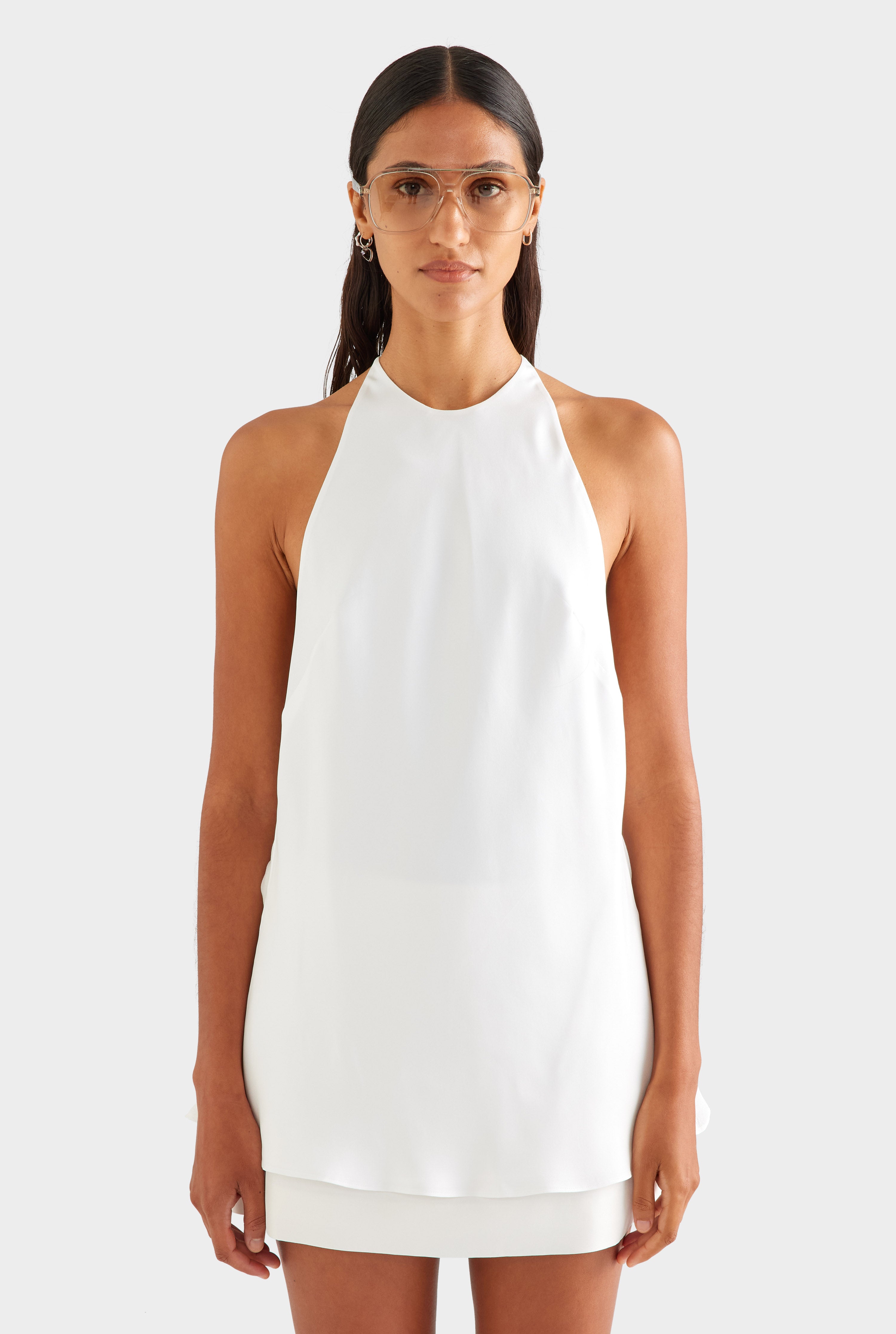 Silk High Neck Draped Top - Cream [[AU_MEDIA:gid://shopify/MediaImage/27956836499543]]