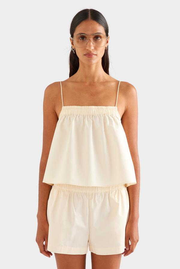 Double Elastic Cotton Twill Cami - Buttercream [[AU_MEDIA:gid://shopify/MediaImage/27957281095767]]