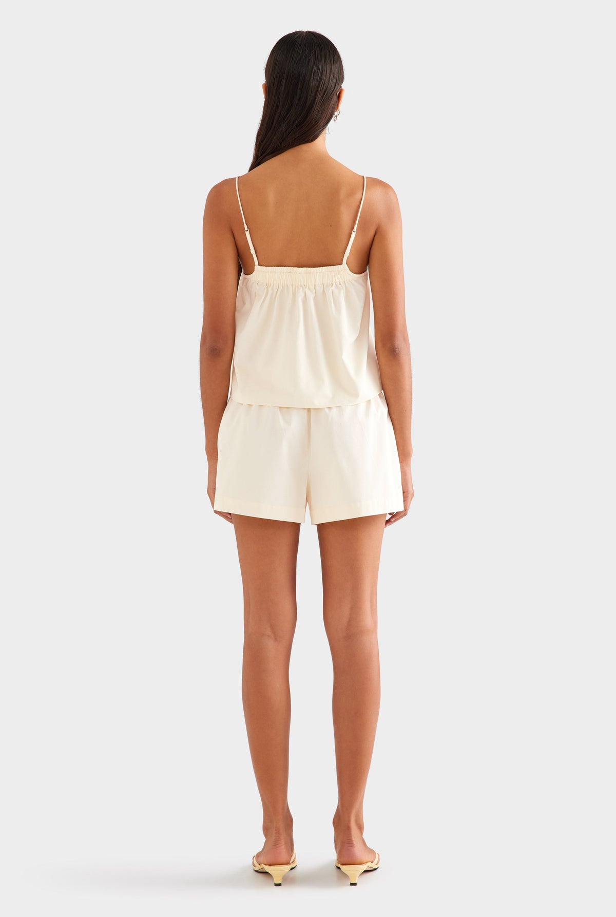 Double Elastic Cotton Twill Cami - Buttercream [[AU_MEDIA:gid://shopify/MediaImage/27957125939287]]