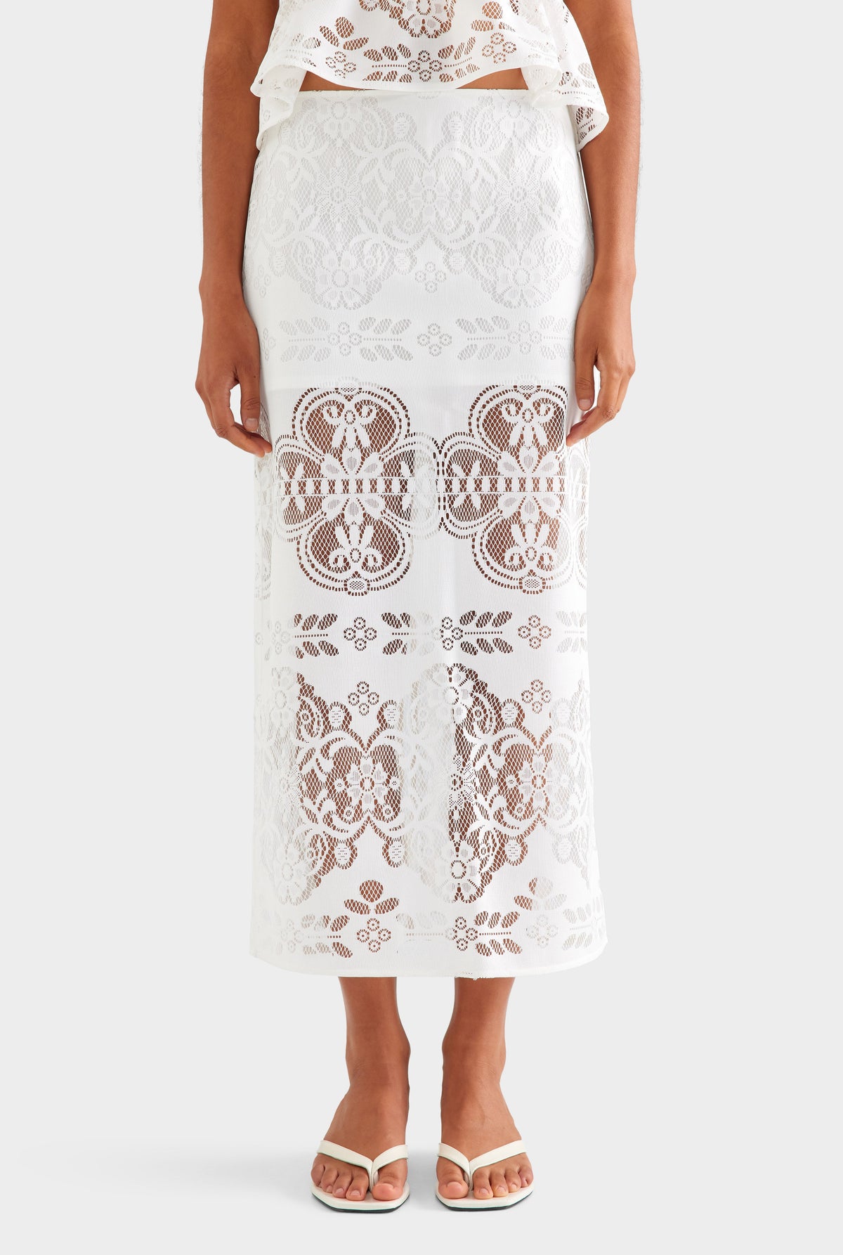Lace Midi Skirt - Off White [[AU_MEDIA:gid://shopify/MediaImage/27957183381591]]