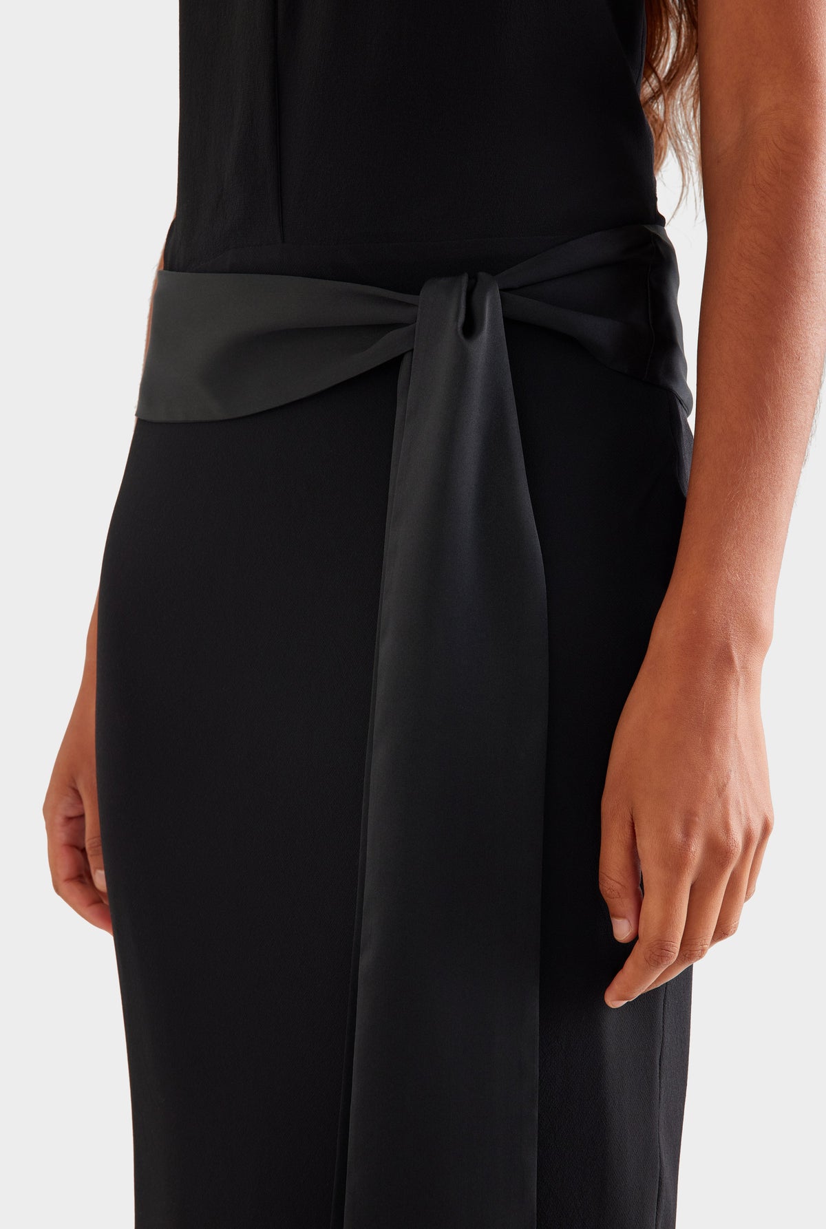 Silk High Neck Sash Dress - Black [[AU_MEDIA:gid://shopify/MediaImage/27957040316503]]