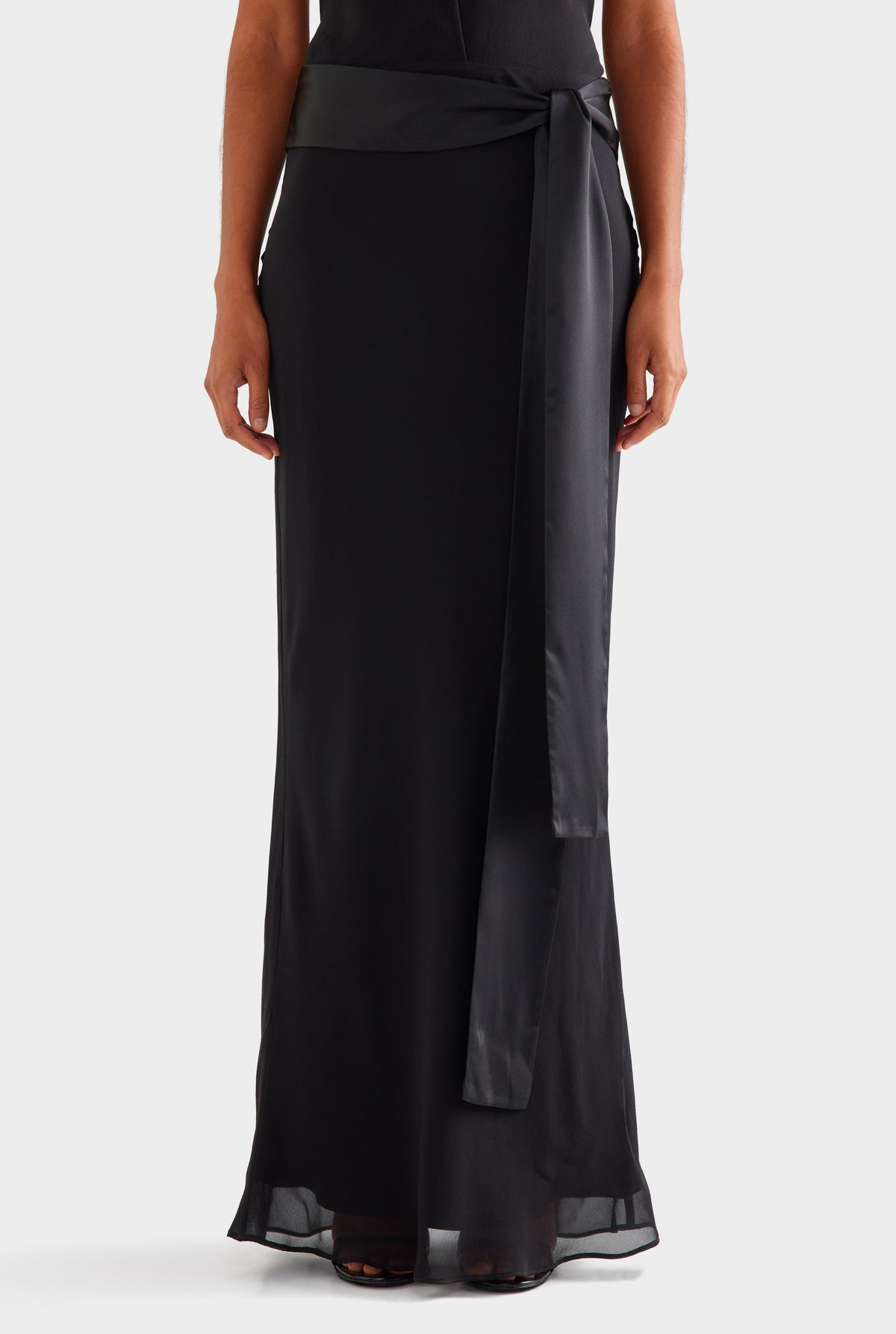 Silk High Neck Sash Dress - Black [[AU_MEDIA:gid://shopify/MediaImage/27957041823831]]