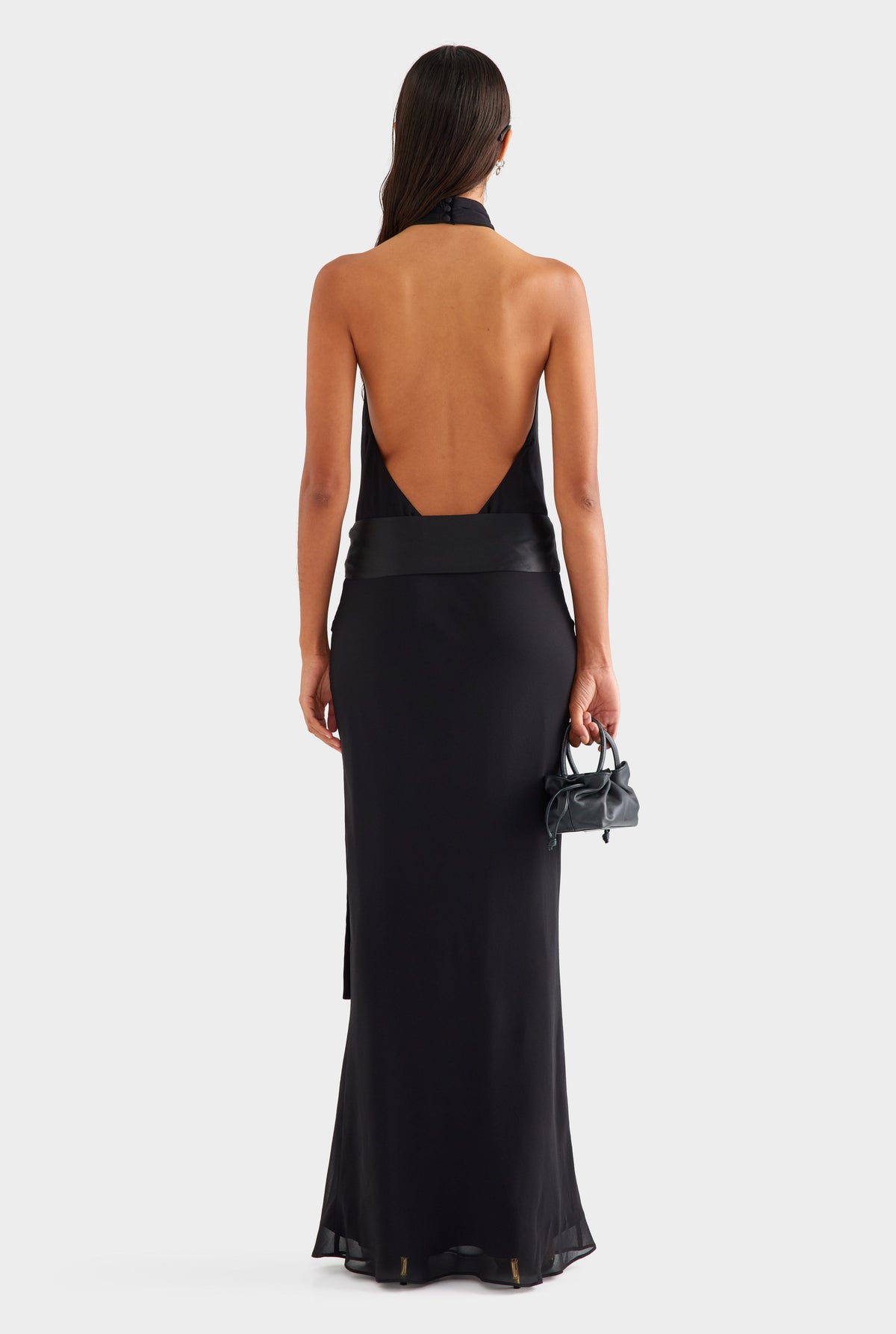 Silk High Neck Sash Dress - Black [[AU_MEDIA:gid://shopify/MediaImage/27957045788759]]