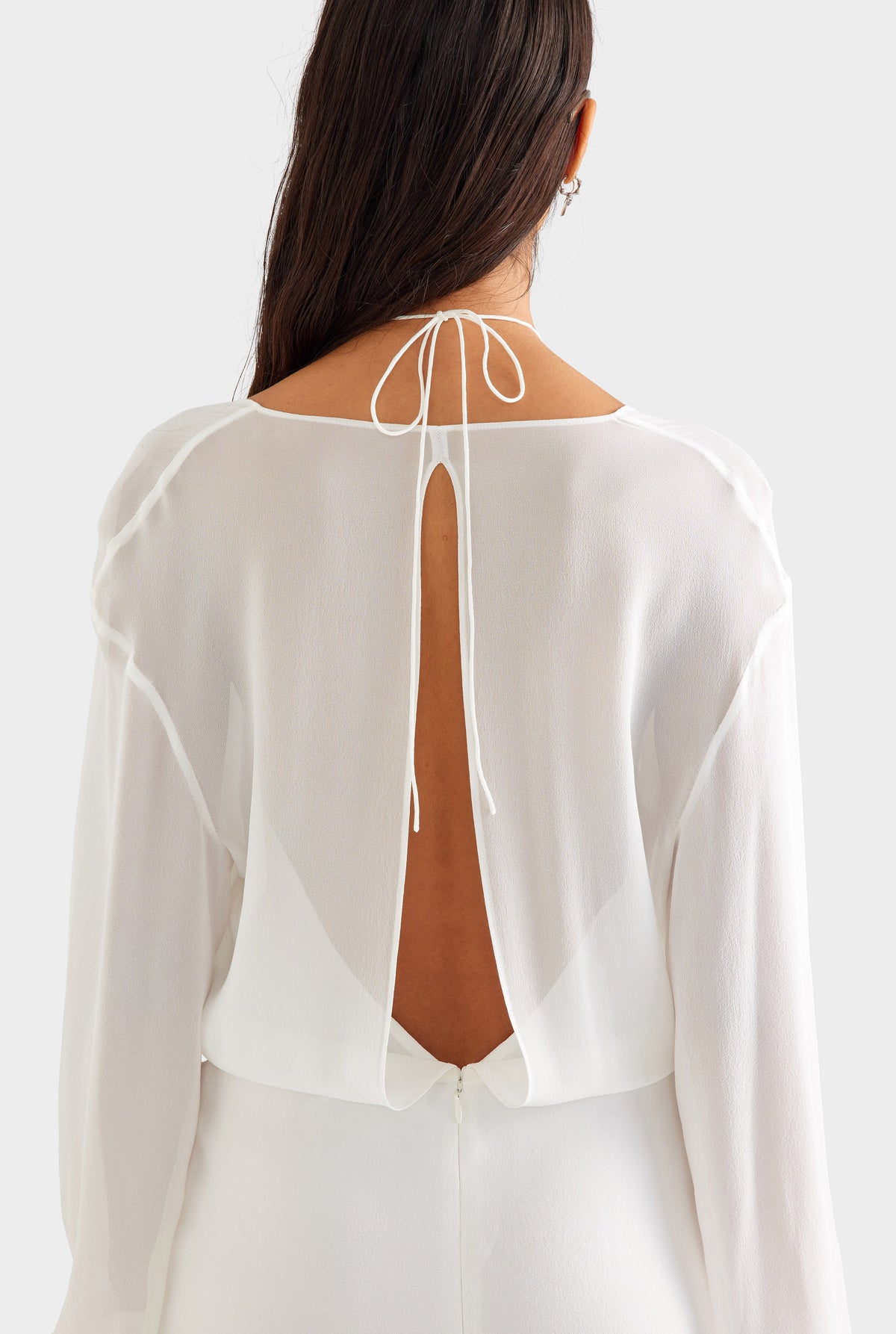 Layered Long Sleeve Silk Mini Dress - White [[AU_MEDIA:gid://shopify/MediaImage/27957094613079]]