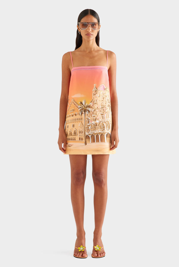 Silk Twill Mini Dress - Casa Batlló [[AU_MEDIA:gid://shopify/MediaImage/27957095104599]]