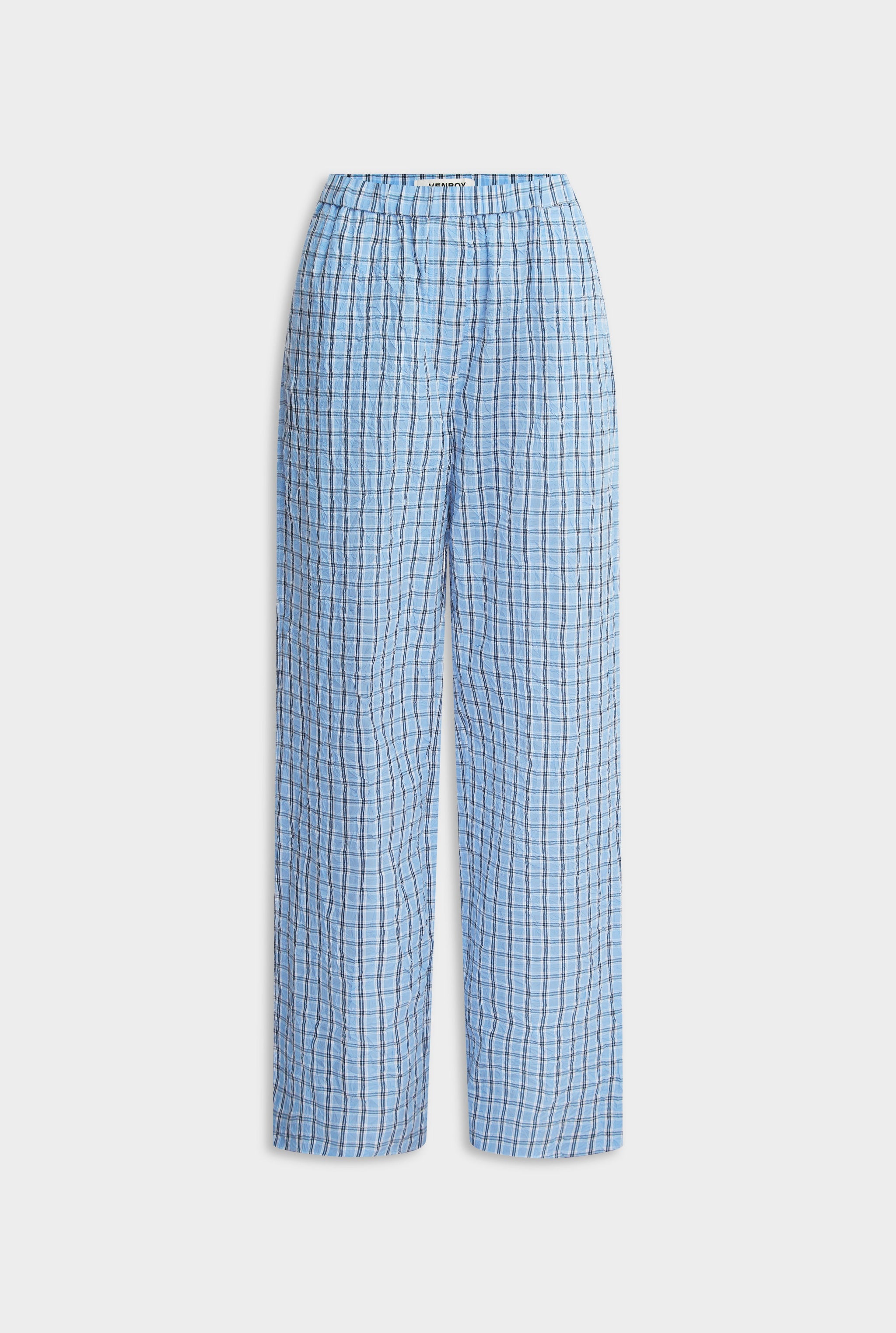 Relaxed Check Cotton Pant - Blue Crushed Check