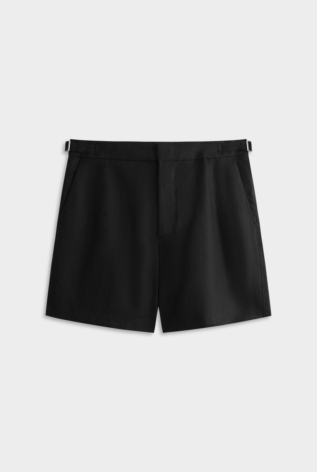 Tailored Linen Side Tab Short - Black