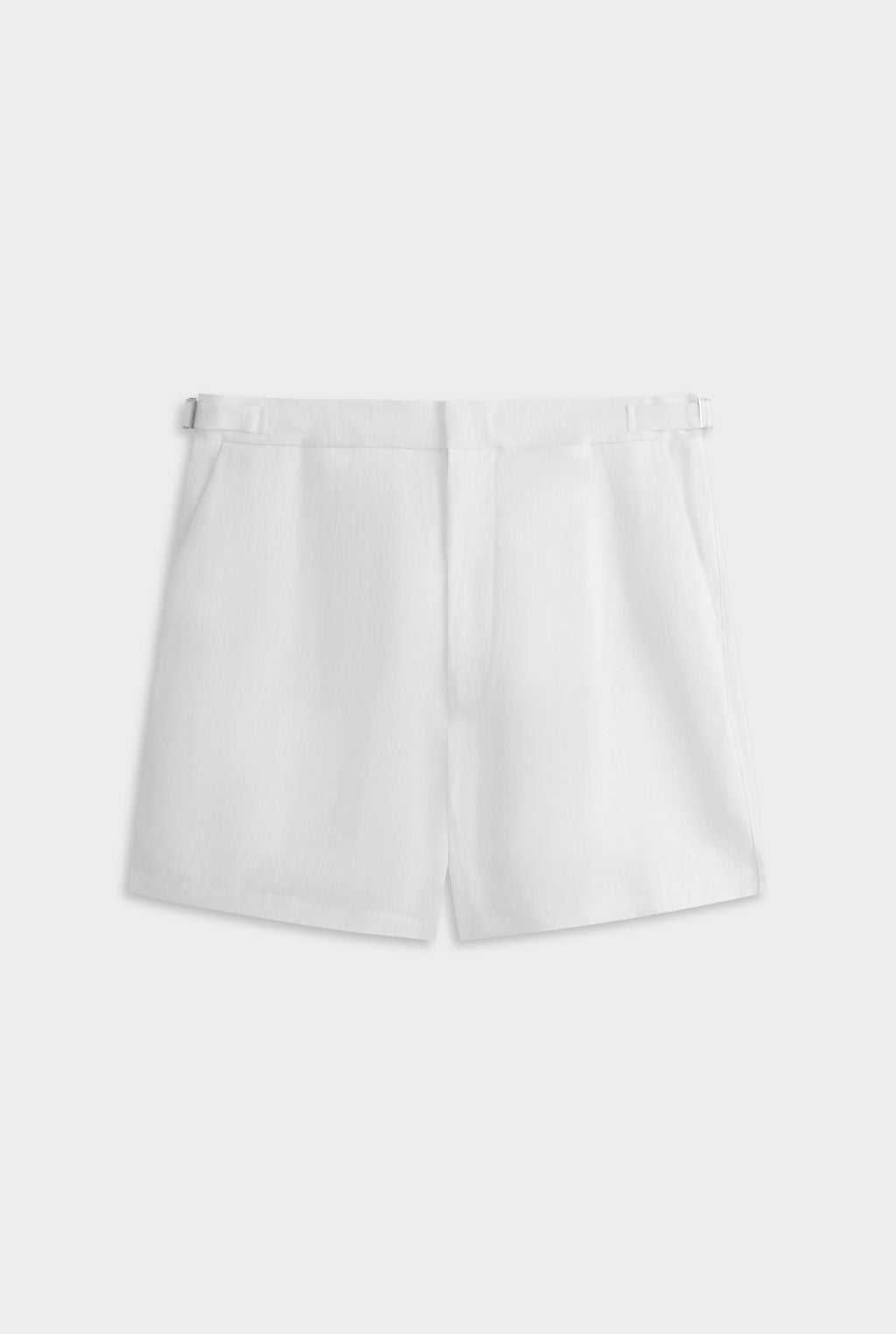 Tailored Linen Side Tab Short - White