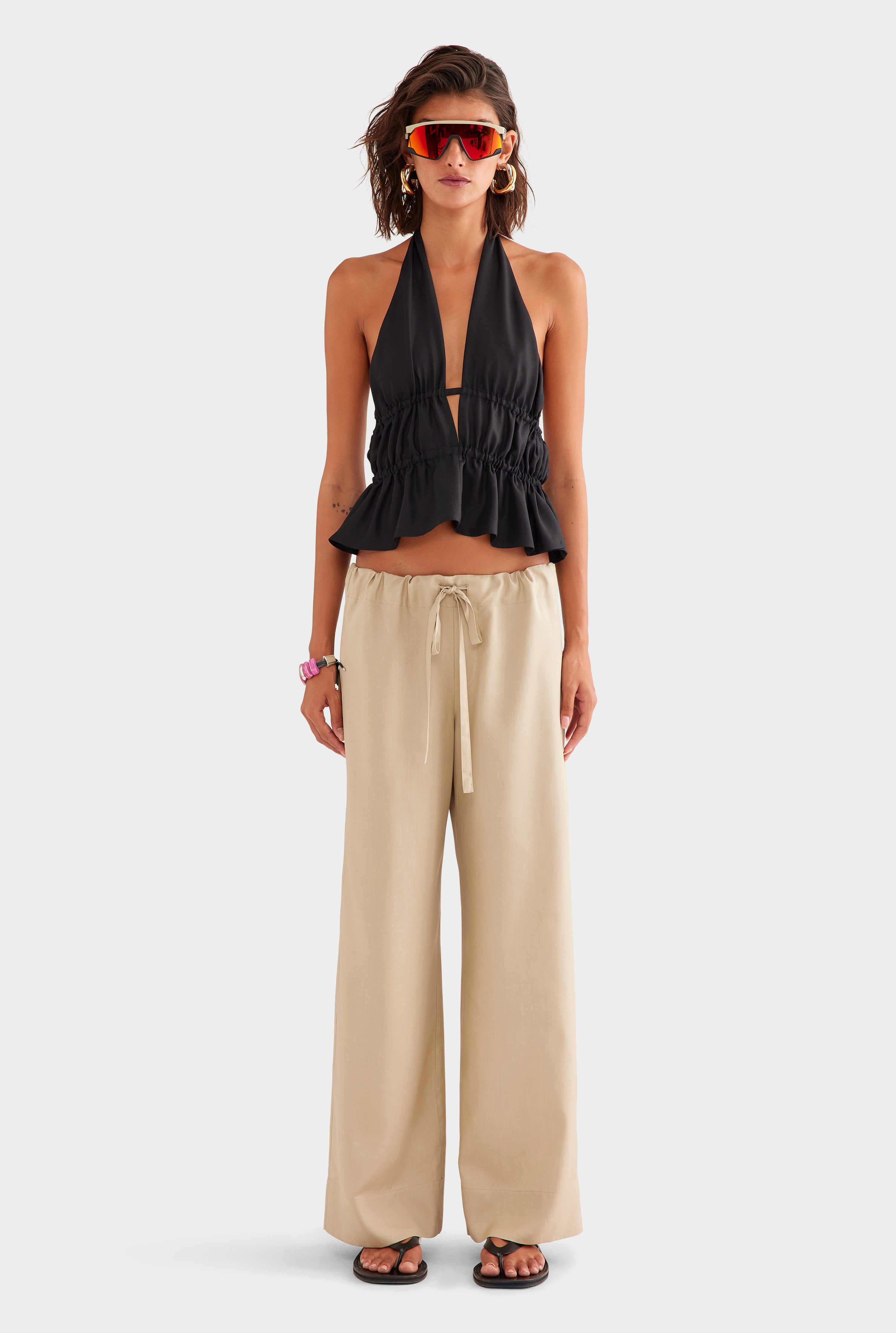Relaxed Fuji Silk Drawstring Pant - Taupe