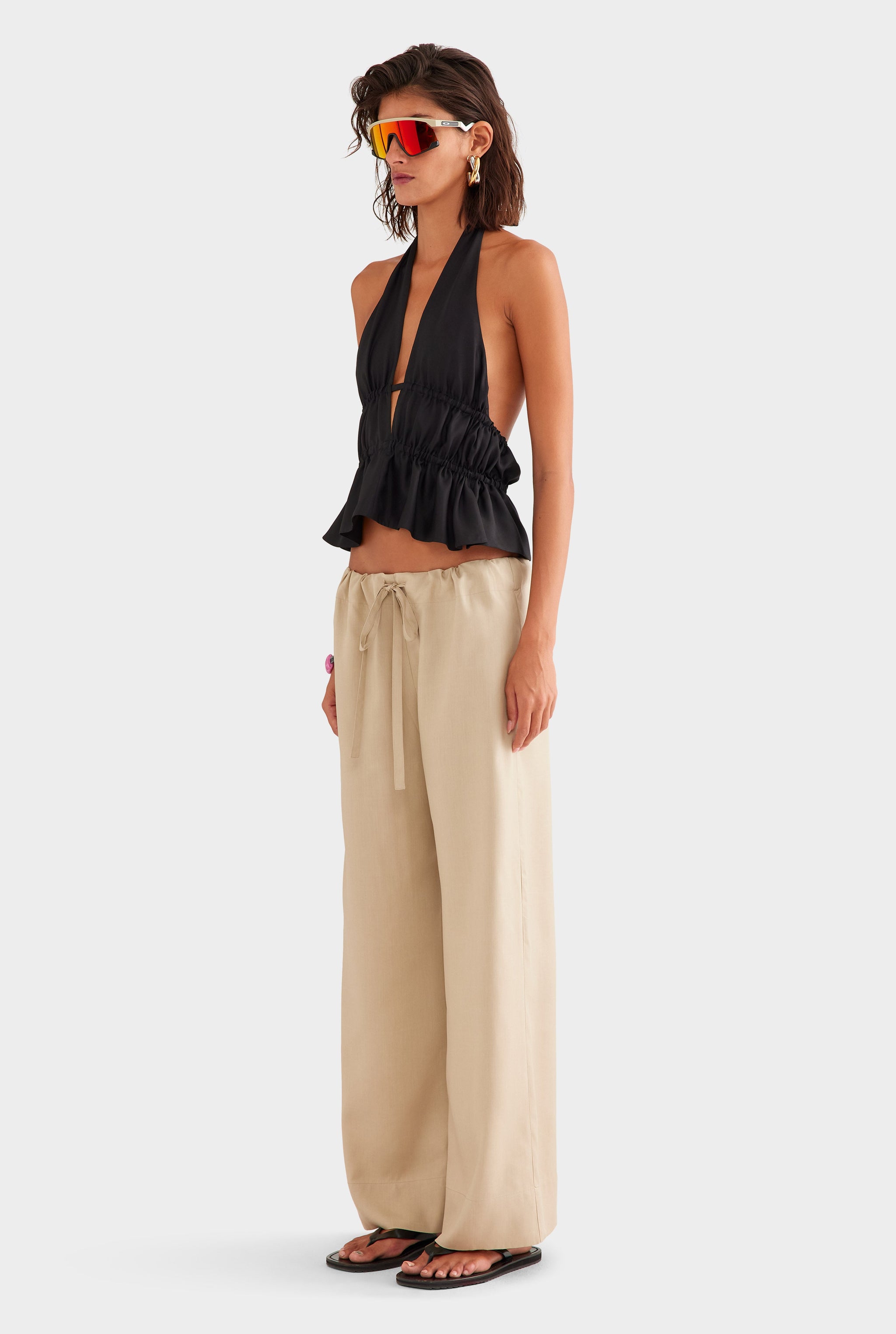 Relaxed Fuji Silk Drawstring Pant - Taupe