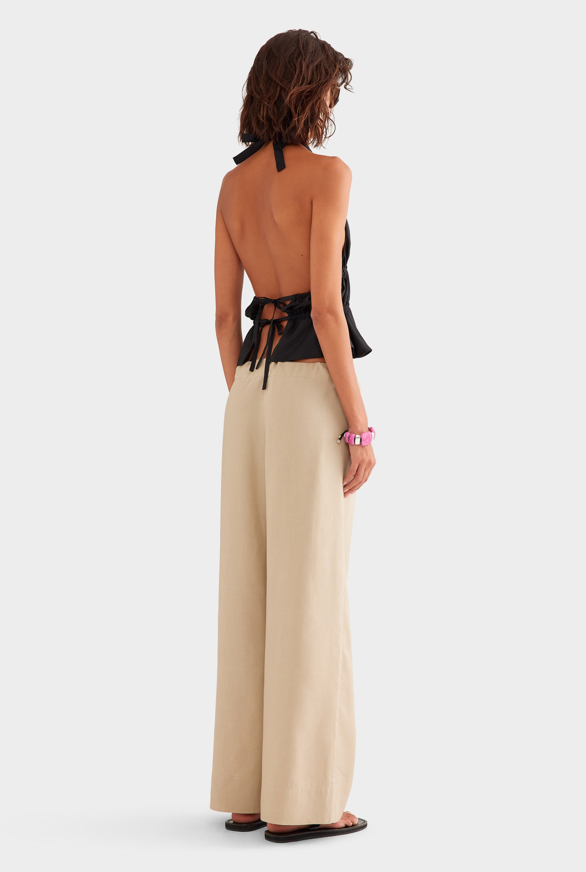 Relaxed Fuji Silk Drawstring Pant - Taupe